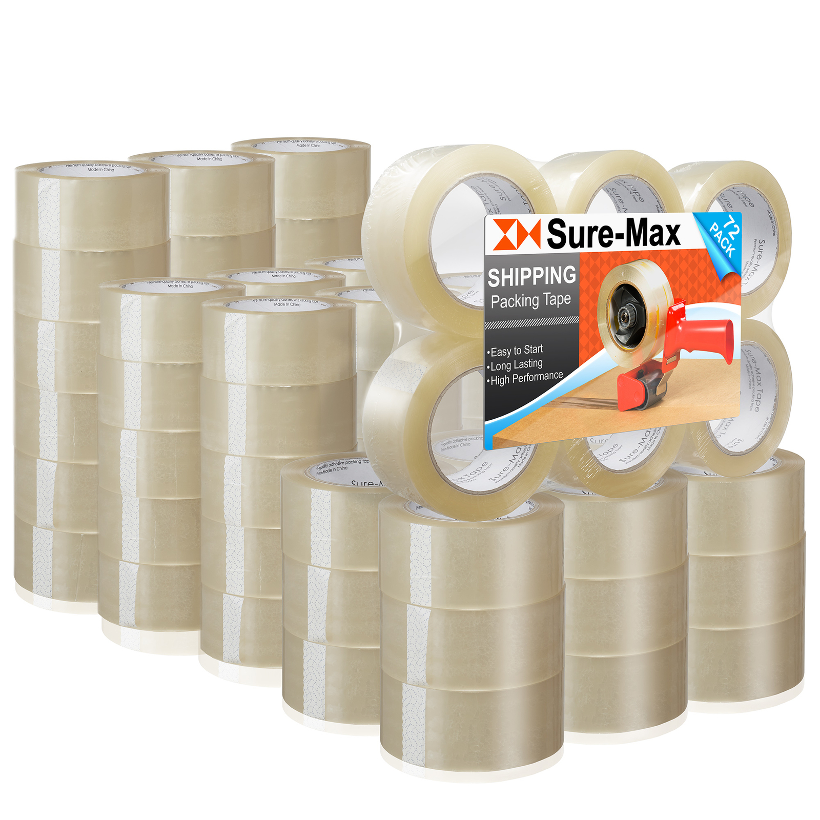 72 Rolls Carton Sealing Clear Packing Tape Box Shipping – 2 mil 2″ x 110 Yards