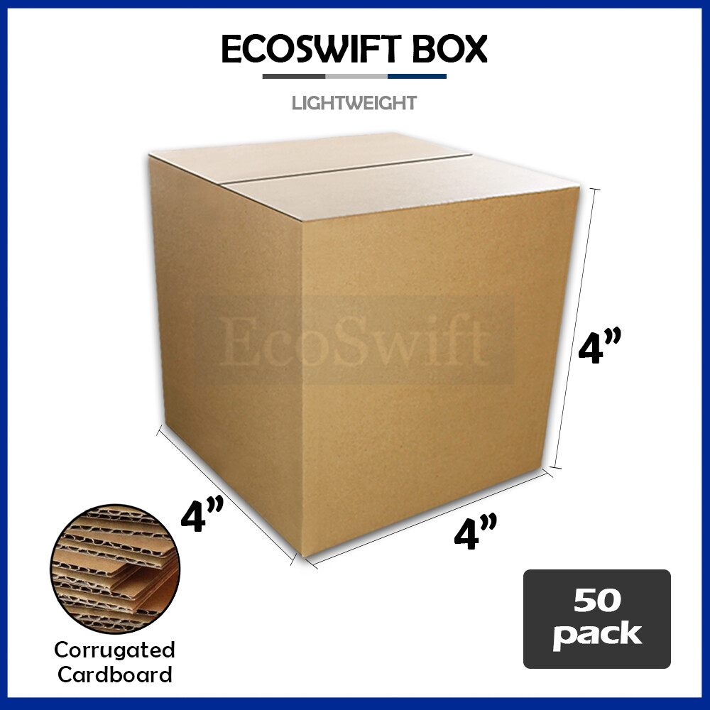 50 4x4x4 EcoSwift Cardboard Packing Moving Shipping Boxes Corrugated Box Cartons