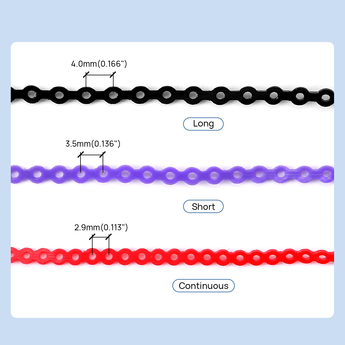 Dental Ortho Elastic Rubber Bands Braces Power Chain Long/Short /Close Cadena de