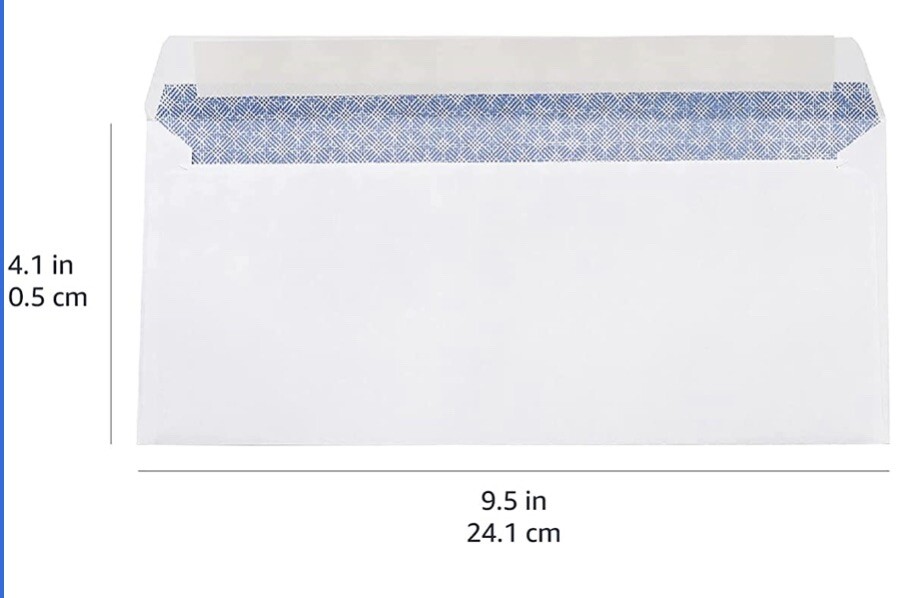 No #10 Peel and Self-Seal White Letter Mailing Envelopes Security 4-1/8 x 9-1/2