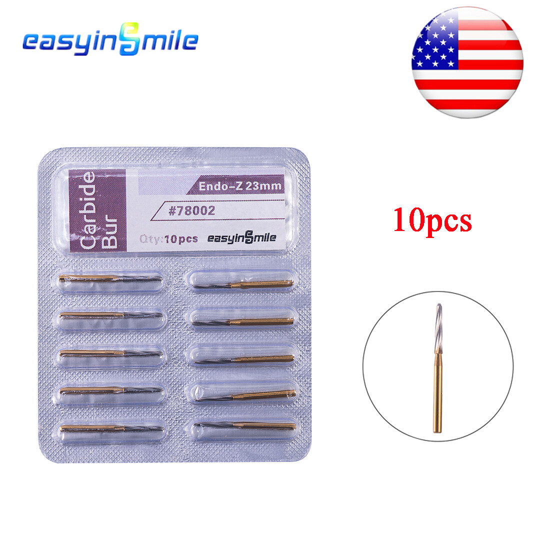 10pcs Dental Endo-Z Tungsten Carbide Burs Endodontic Surgical Cutter 1.4*23*9MM