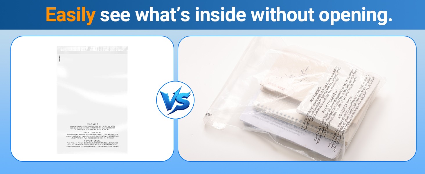 Clear Poly shipping Bags with Suffocation Warning -10X13,11×14,12×15,14×20,18×24