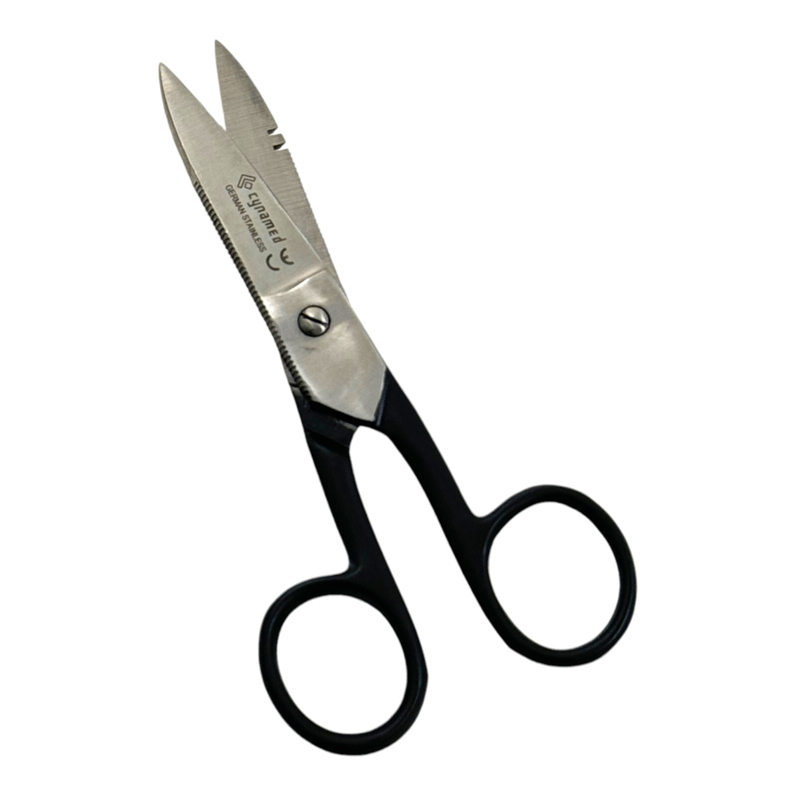 Electrical Wires Stripping and Cutting Scissors 5.25in, Serrated, Black Handle