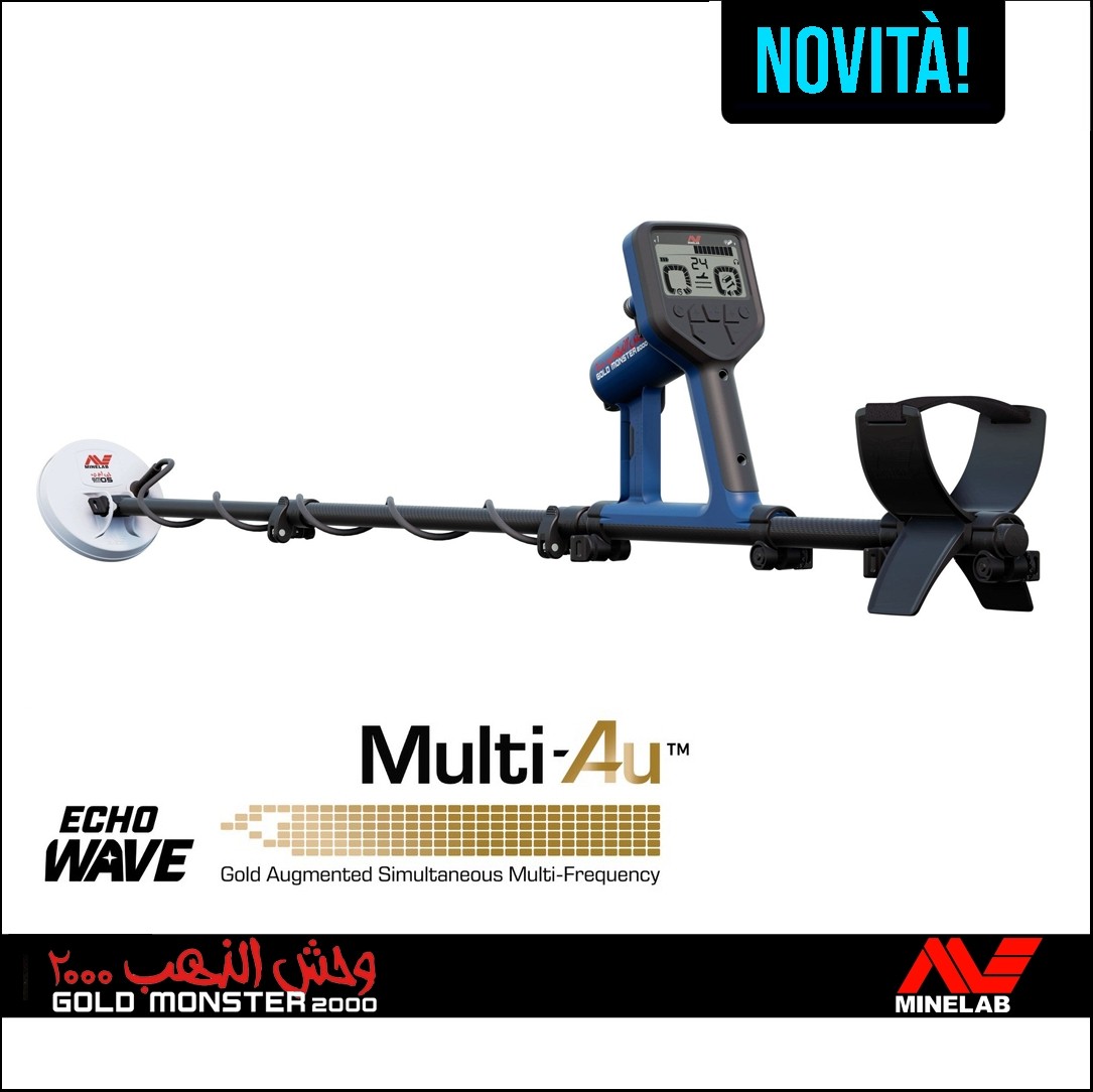 METAL DETECTOR GOLD MONSTER 2000 MINELAB PIASTRA 5″ RICERCA ORO PULSE INDUCTION