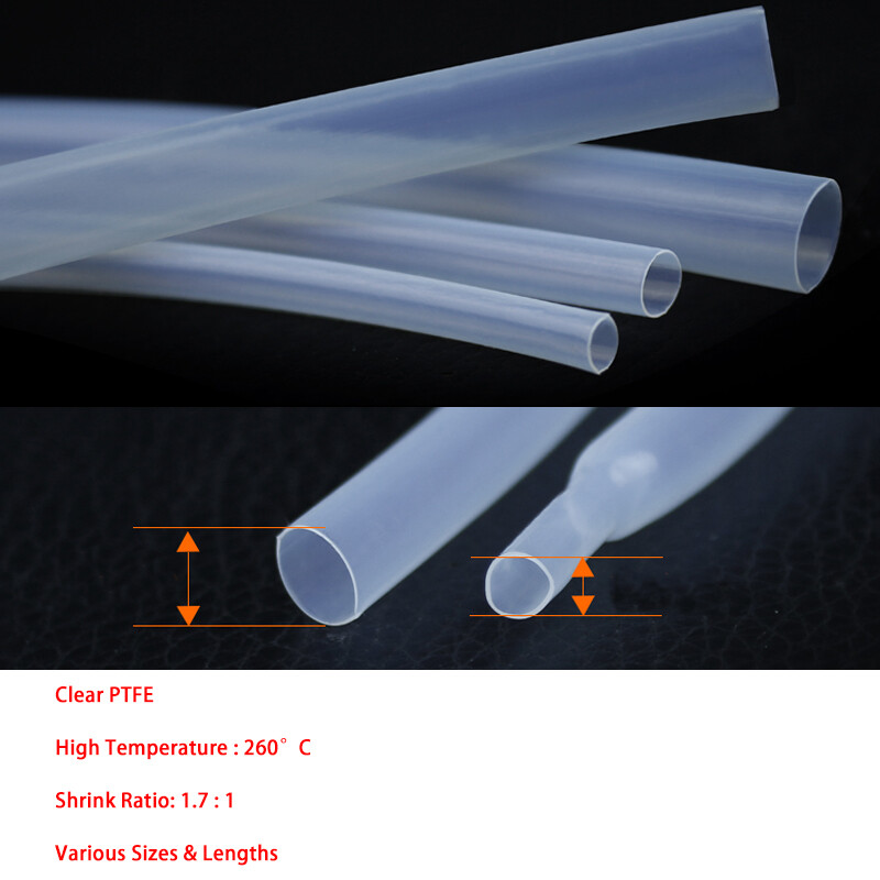 Clear PTFE Heat Shrink 1.7:1 Tubing 260°C HIGH TEMP Tube Preservative Sleeving