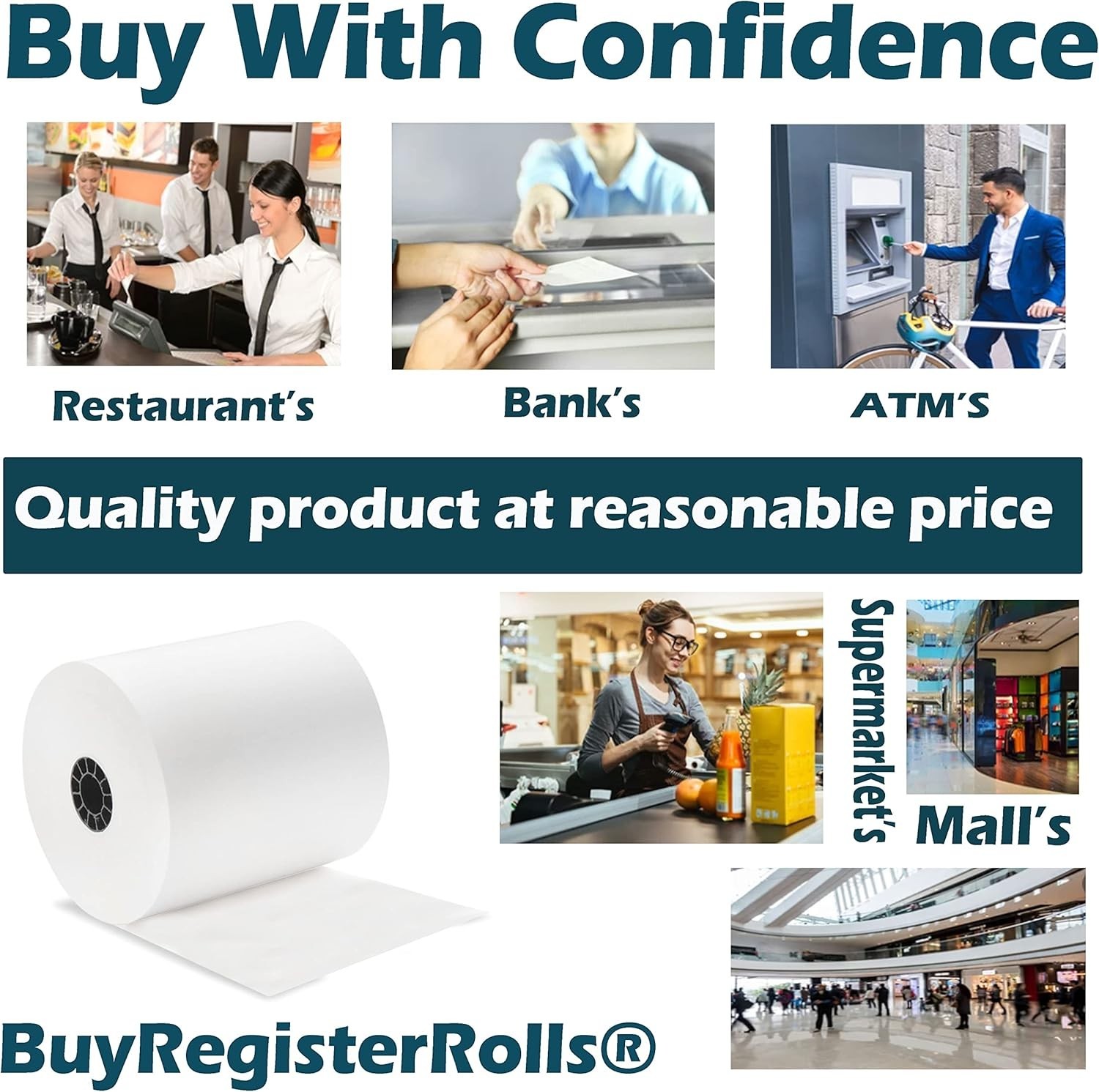 (50 ROLLS) 3 1/8″ x 230′ THERMAL POS RECEIPT PRINTER ROLL PAPER BPA