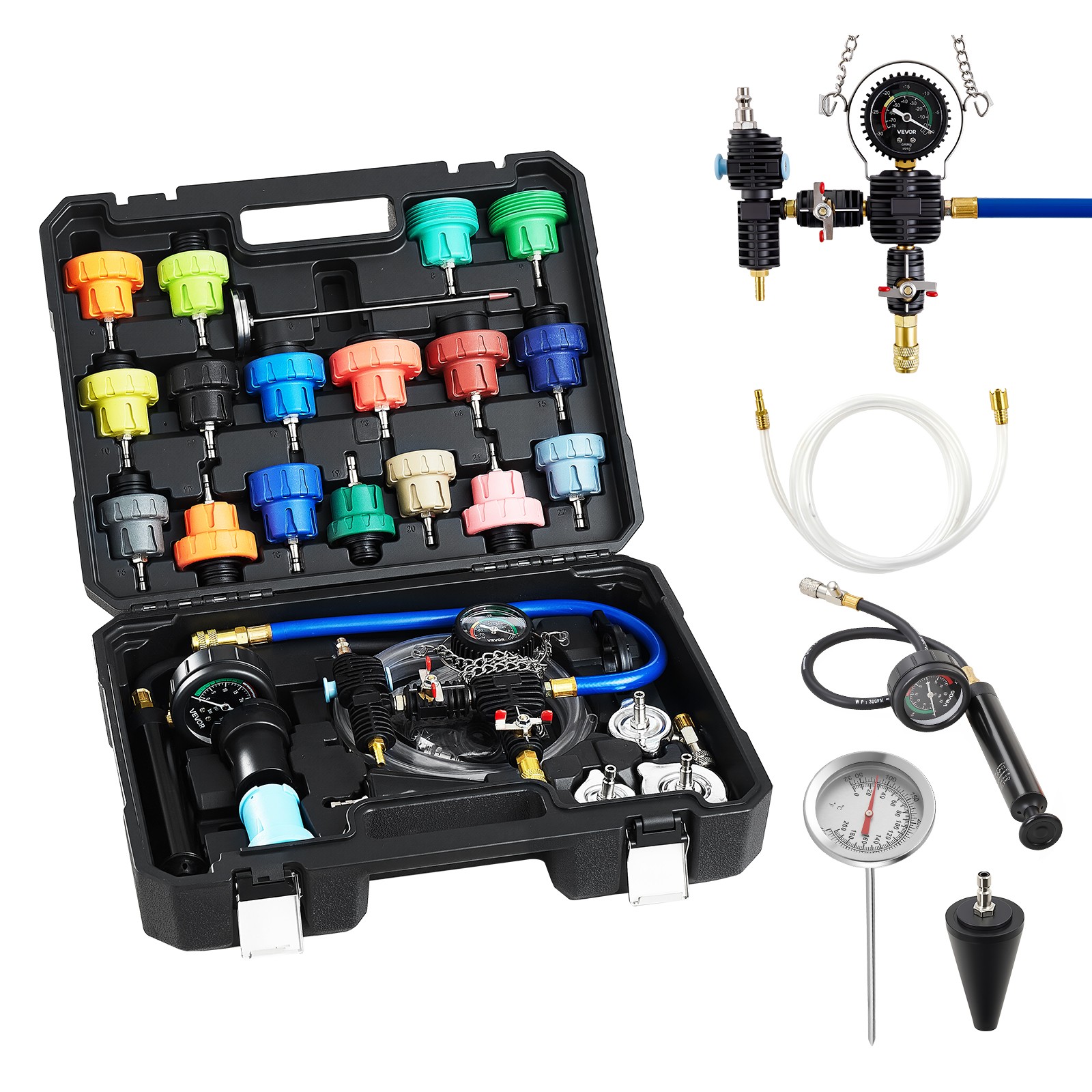 VEVOR Radiator Pressure Tester & Coolant Vacuum Refill Kit 47Pcs Universal Fit