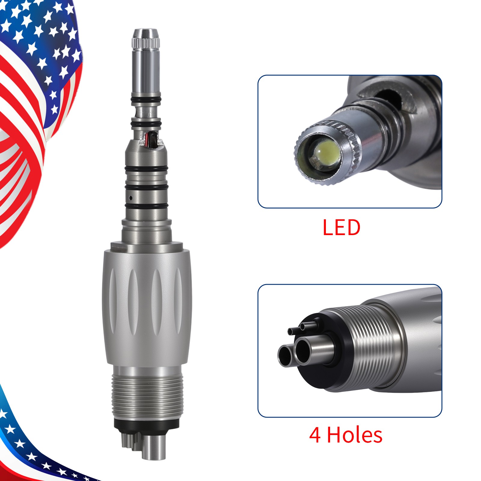 Dental LED Quick Coupler 4 Hole for KAV MULTIFlex LUX Fiber Optic Handpiece dk