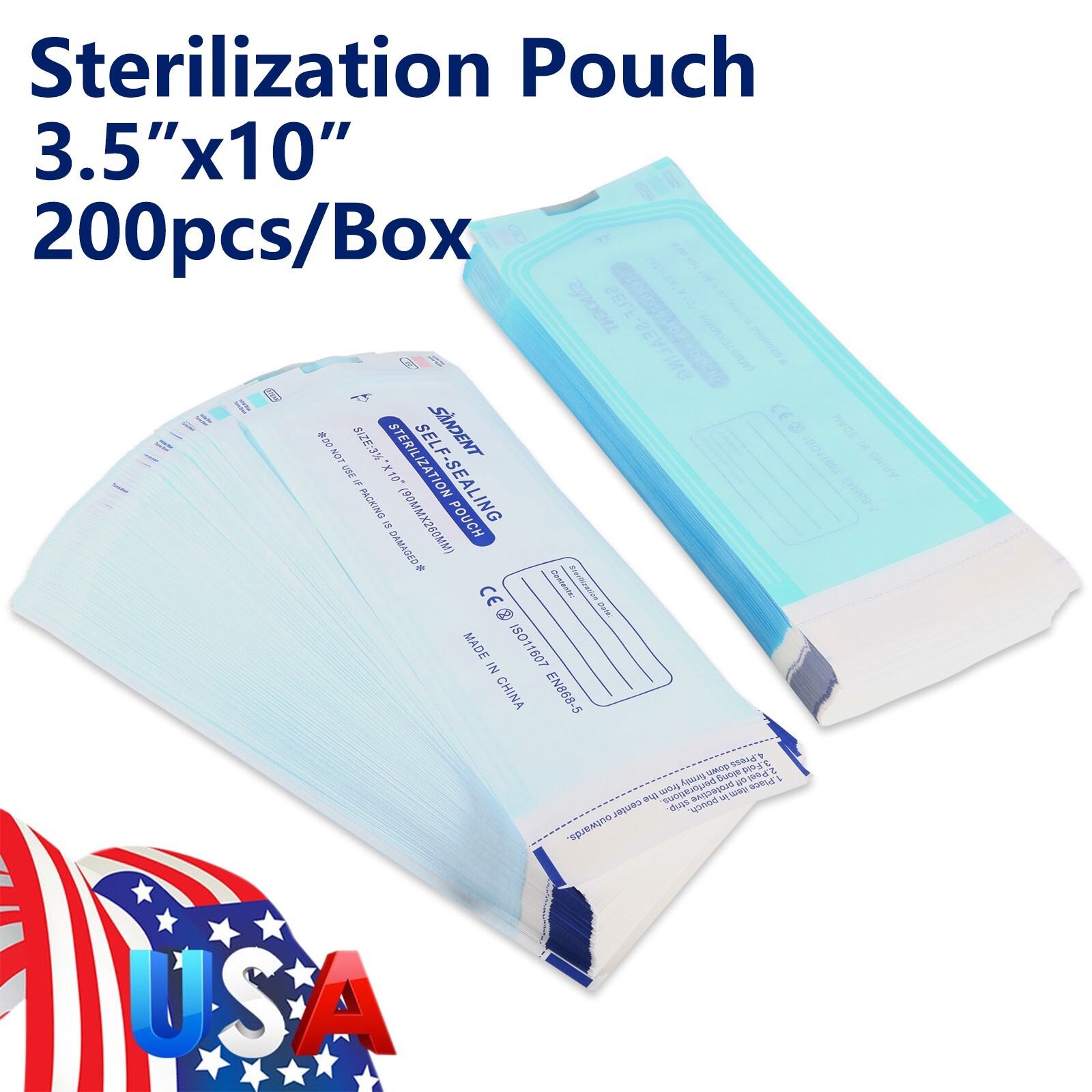 3.5″ X 10″ Self Sterilization Pouches Autoclave Pouch,Sterilizer Bags Dental 200
