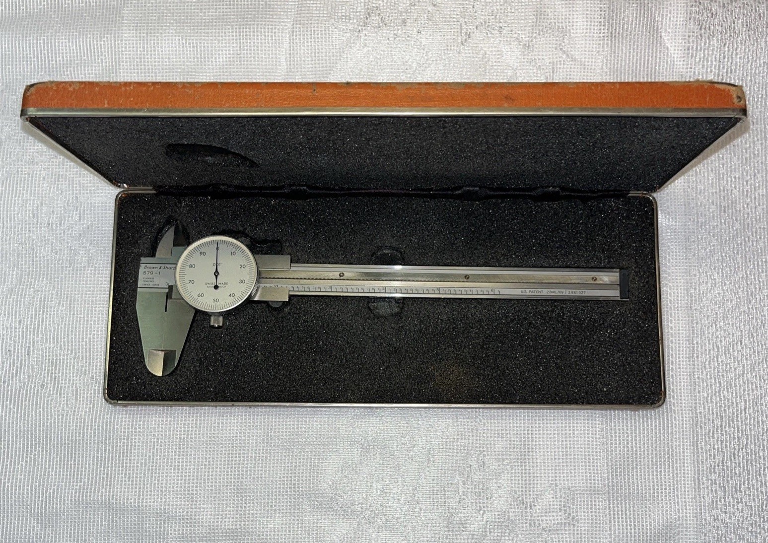 TESA Brown & Sharpe Dial Caliper Model 579-1 Made In Switzerland Missing Crystal