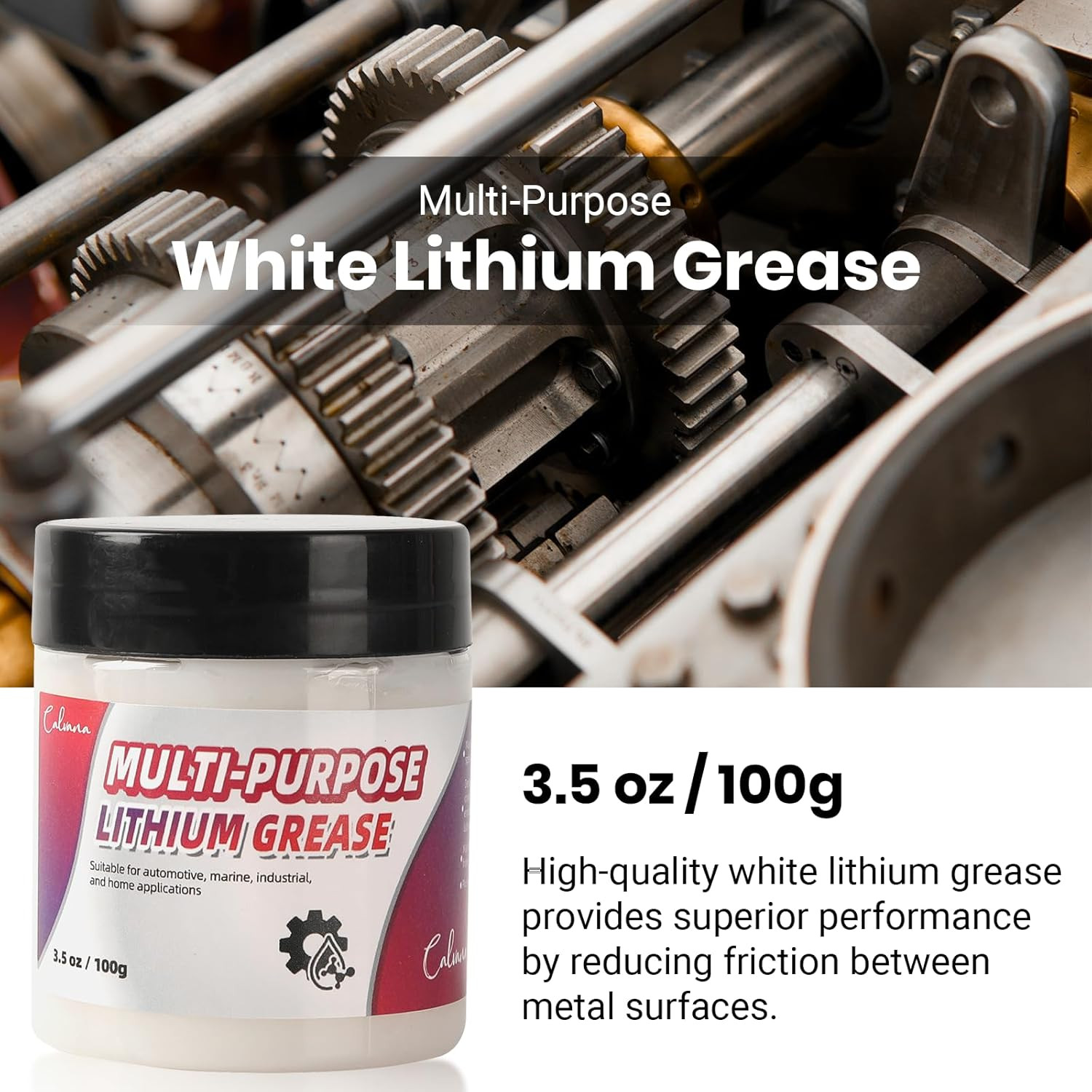 3.5Oz Multi-Purpose White Lithium Grease with 2 Brushes, Ideal for Automotive, M