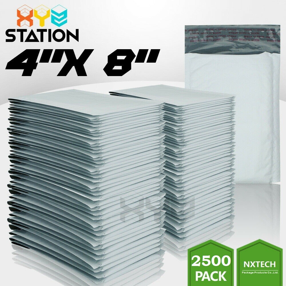 2500 PCS #000 4×8 (4×7) Poly Bubble Mailer Padded Envelope Shipping Supply Bags