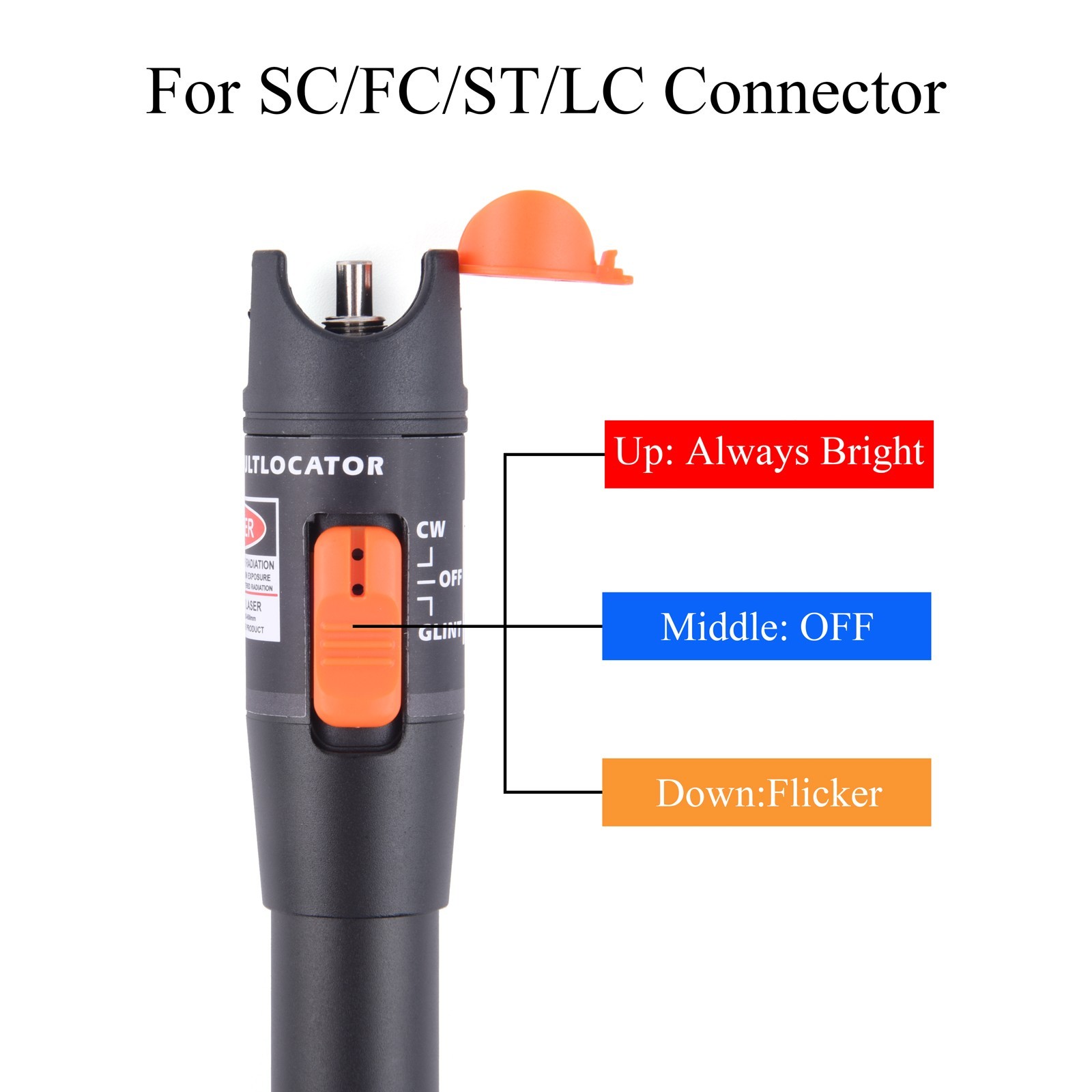 Visual Fault Locator – Red Light Test Pen 5/10/30/50KM Fiber Optic Cable Tester