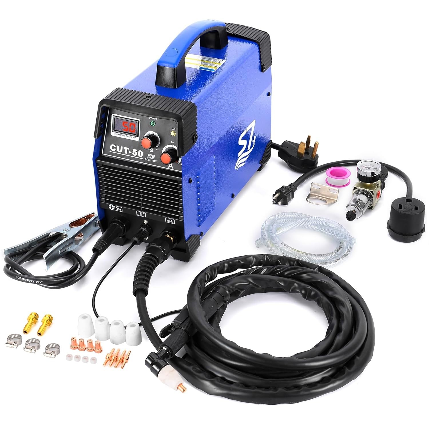 50A Plasma Cutter with LED Display, Dual Voltage 110V/220V, Clean Metal Cutting