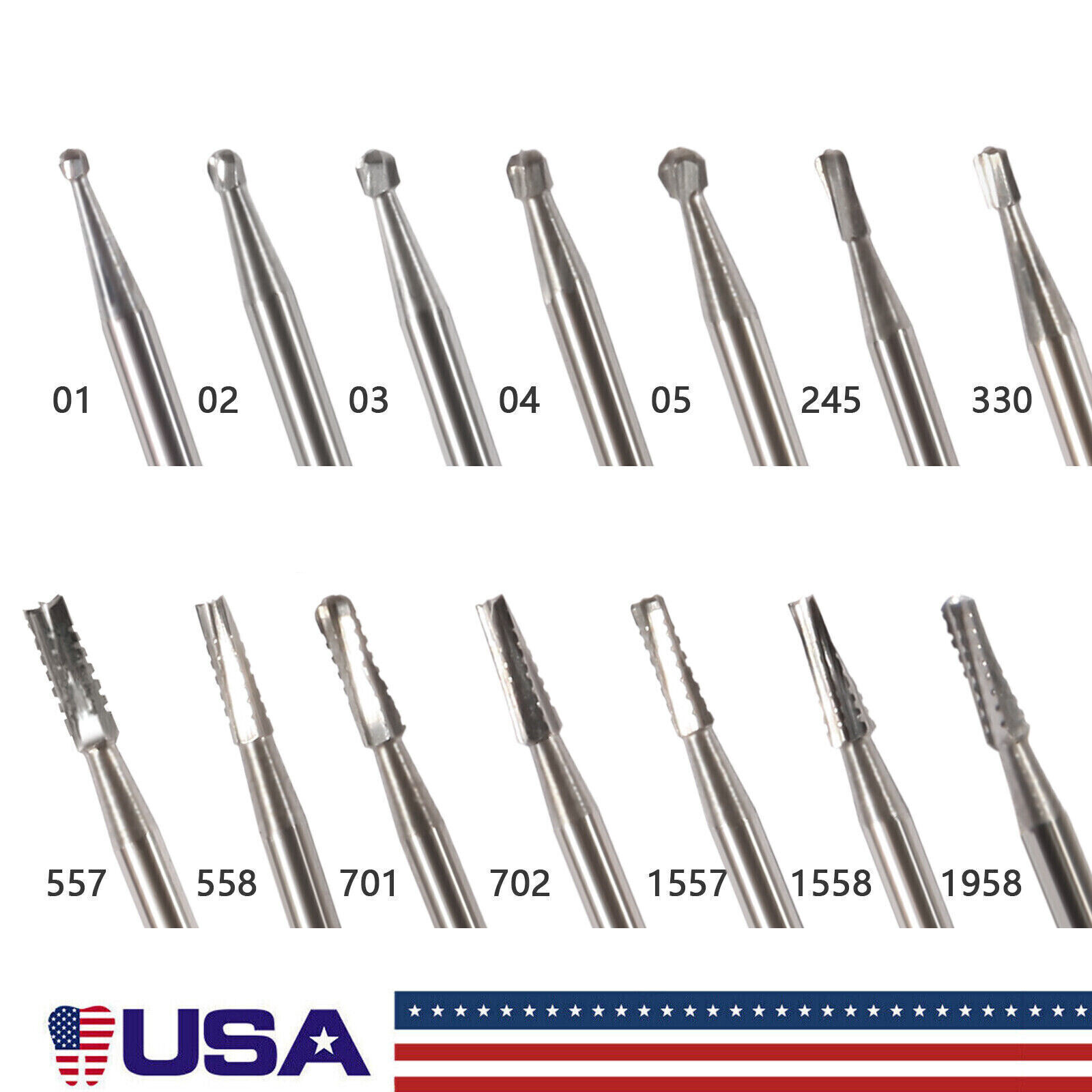 10-100 PCS Dental Lab Clinic Burs Shank Carbide Round Friction Grip FG Bur pa