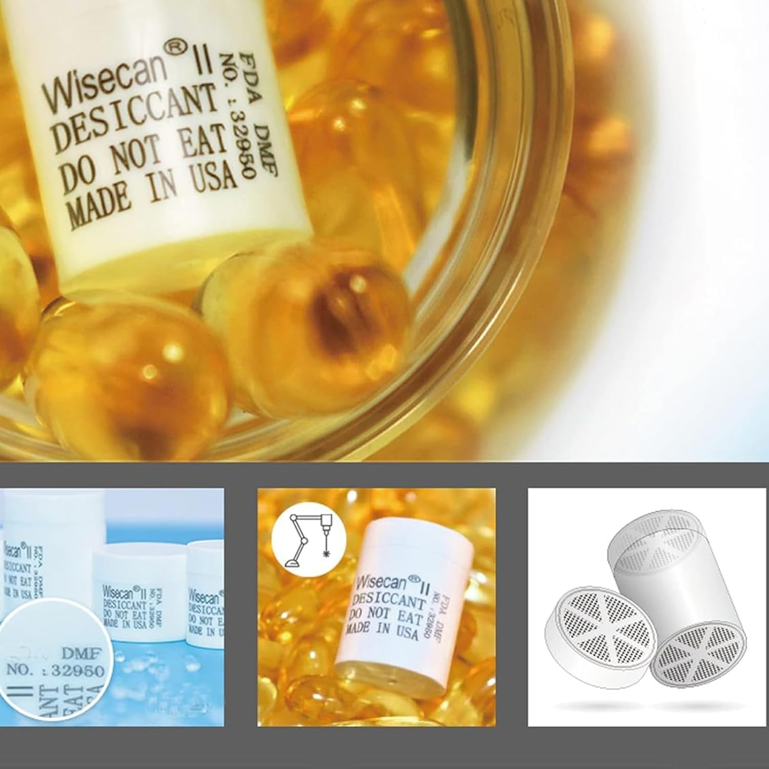 1 Gram 100 Packs Silica Gel Canister Desiccant Capsule Food Pharmaceutical Grade