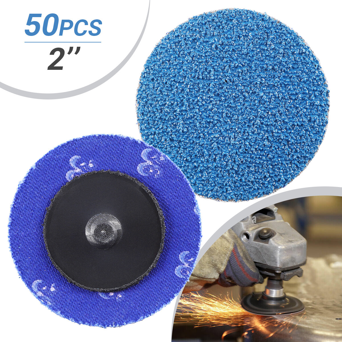 50PCS 2 inch 36 Grit Zirconia Roll Lock Die Grinder Quick Change Sanding Discs