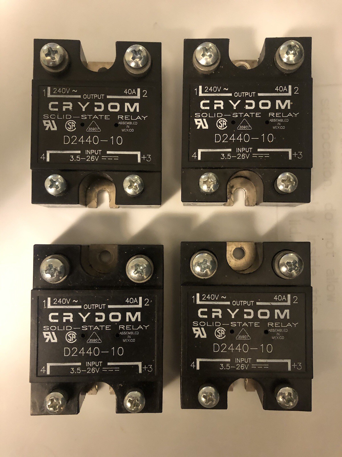 Lot Of 4 Crydom D2440-10 Solid State RELAY 240V 40A
