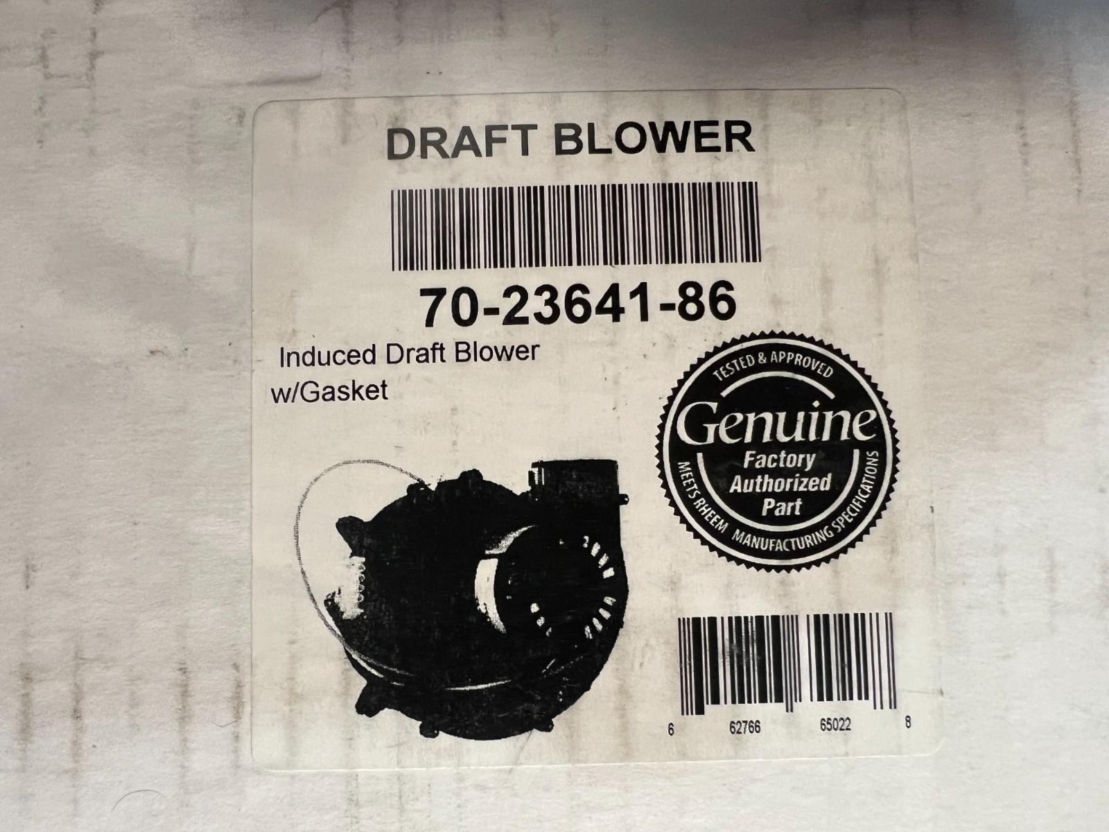 Rheem 70-23641-86 Inducer Draft Blower with Gasket
