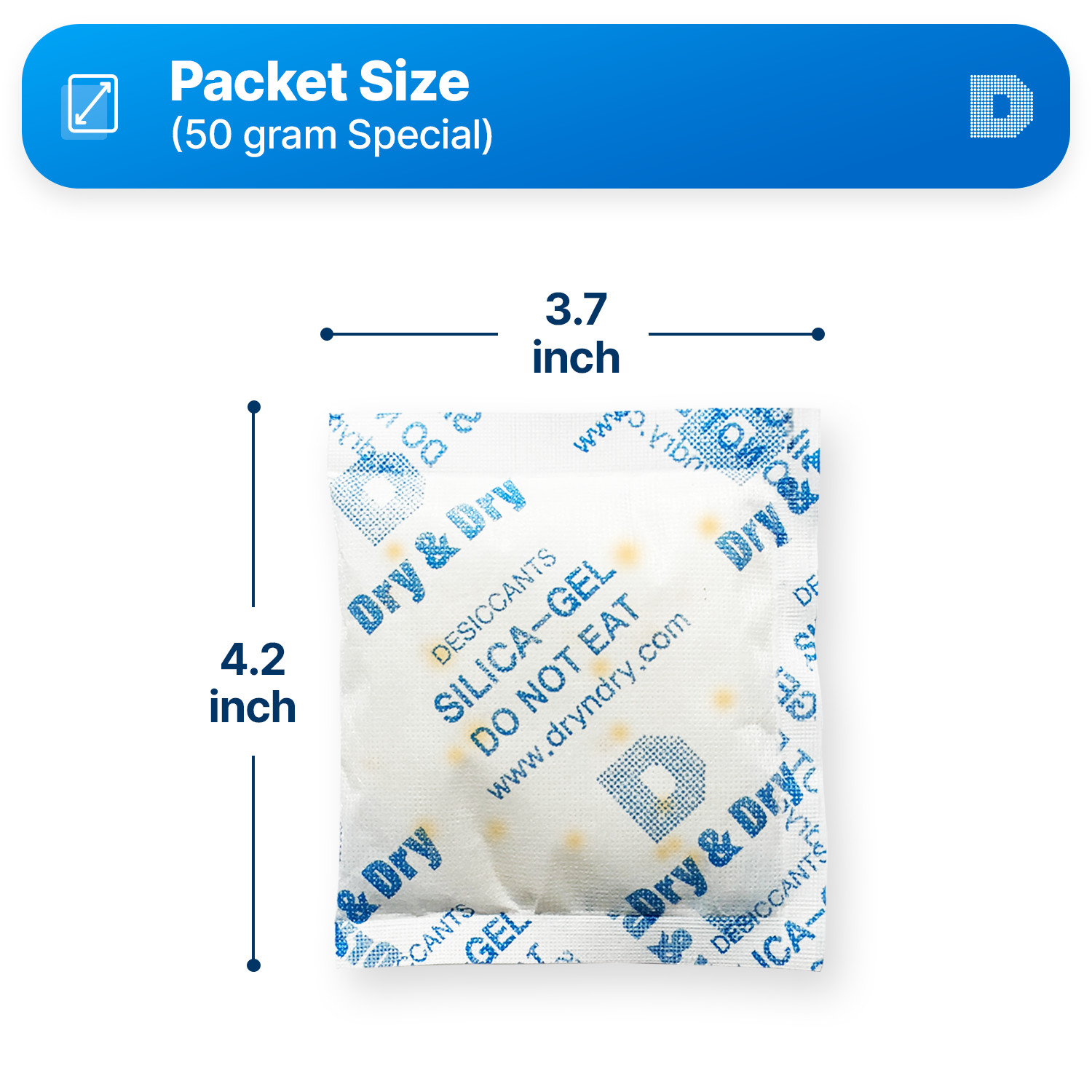 50 gram X 24 PK “Dry & Dry” Food Grade Orange Indicating Silica Gel Packets