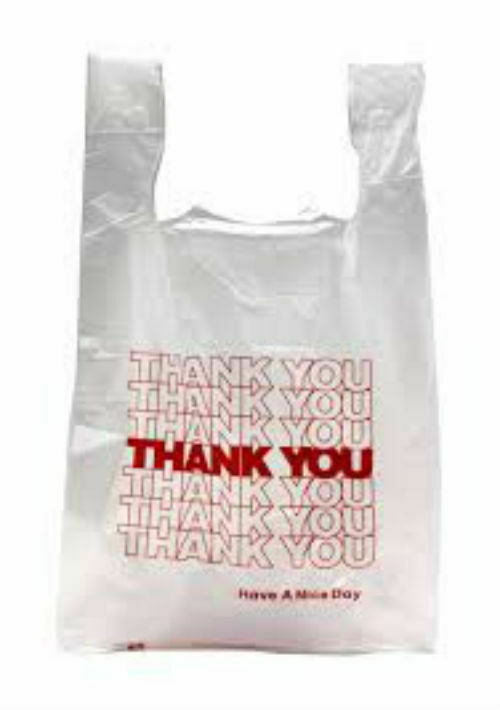 NEW 100 ct PLASTIC SHOPPING BAGS T-SHIRT STYLE GROCERY WHITE V-SMALL SIZE BAGS.