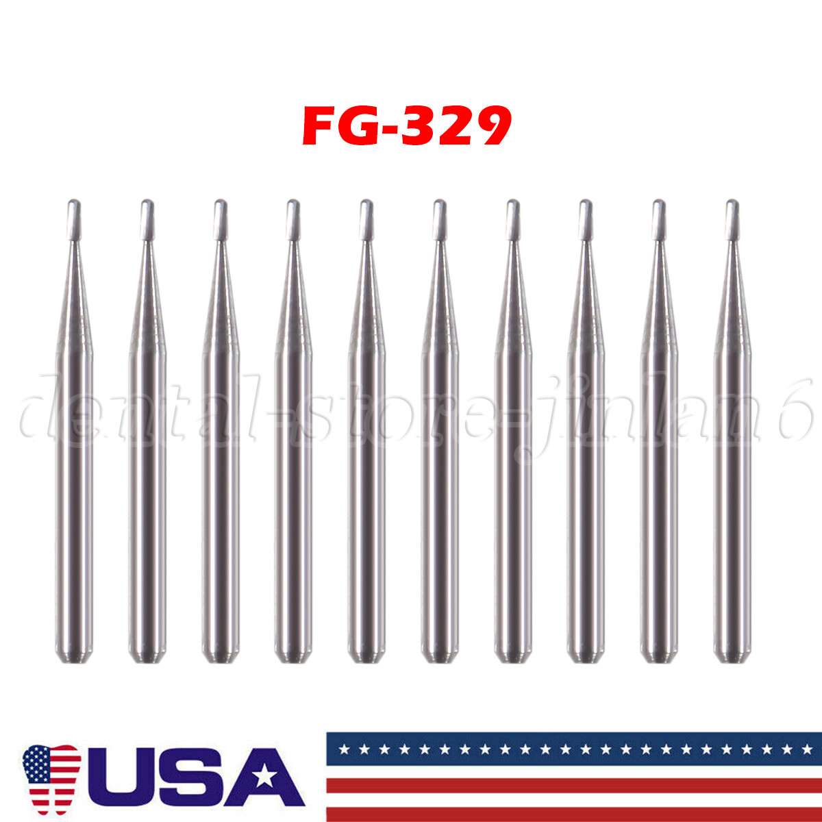 10 Pcs Dental Carbide Burs Pear-Shaped Type High Speed Tungsten Steel Bur FG329