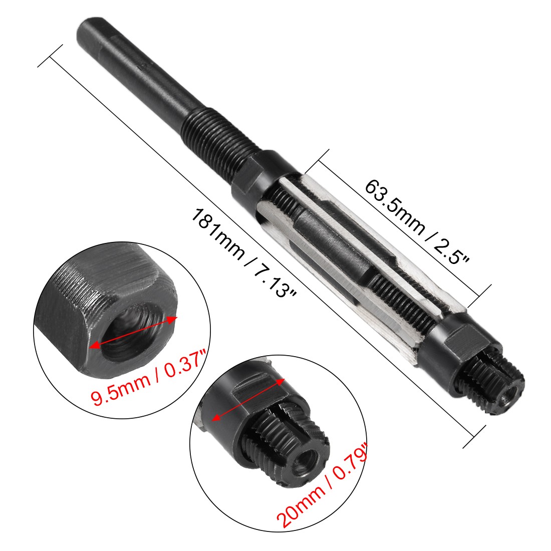 19-21mm HSS Adjustable Hand Reamer H8 6 Straight Flute