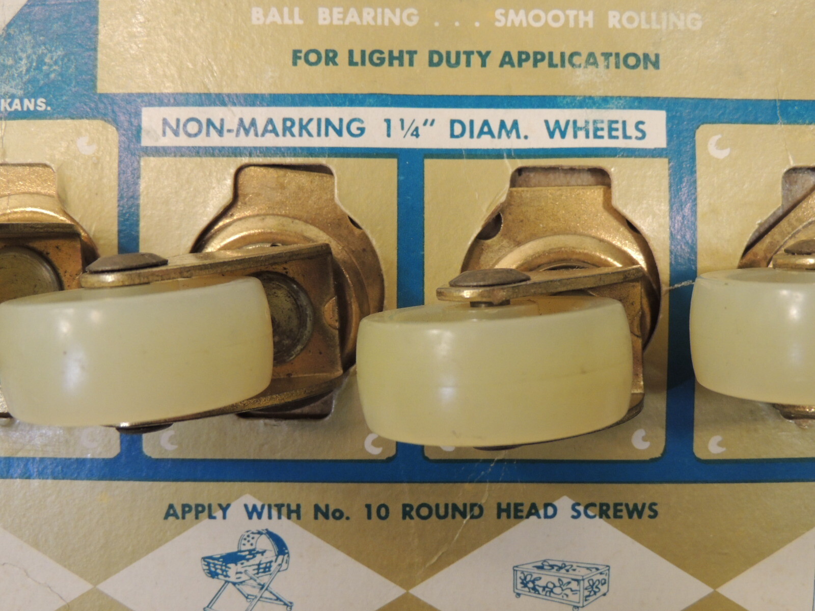 VTG MCM New NOS United States Floormates Casters Made USA Plate Type 5177 Wheels