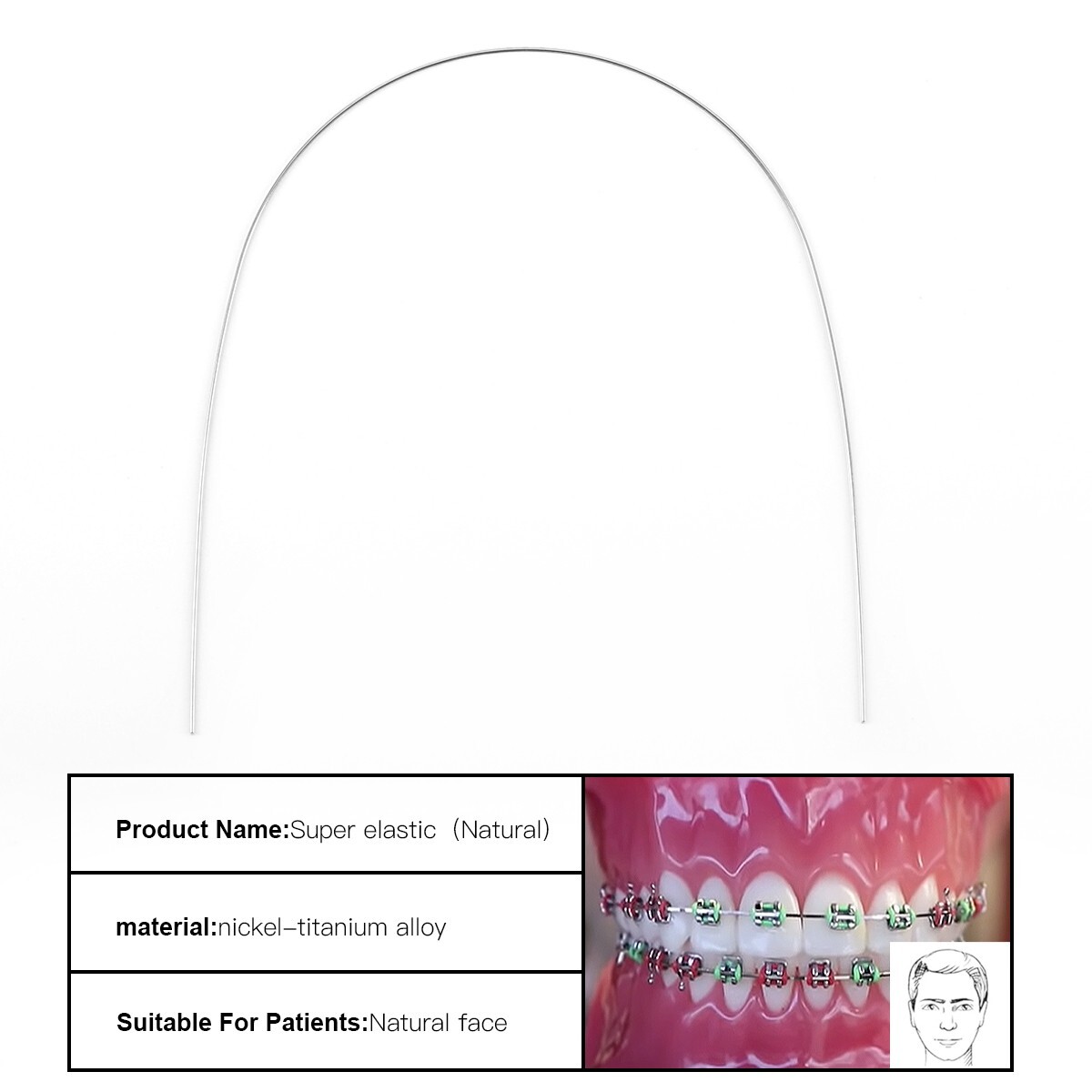 AZDENT Dental Ortho Metal Braces Brackets Mini Roth.022 Hook345/Arch Wire Nature