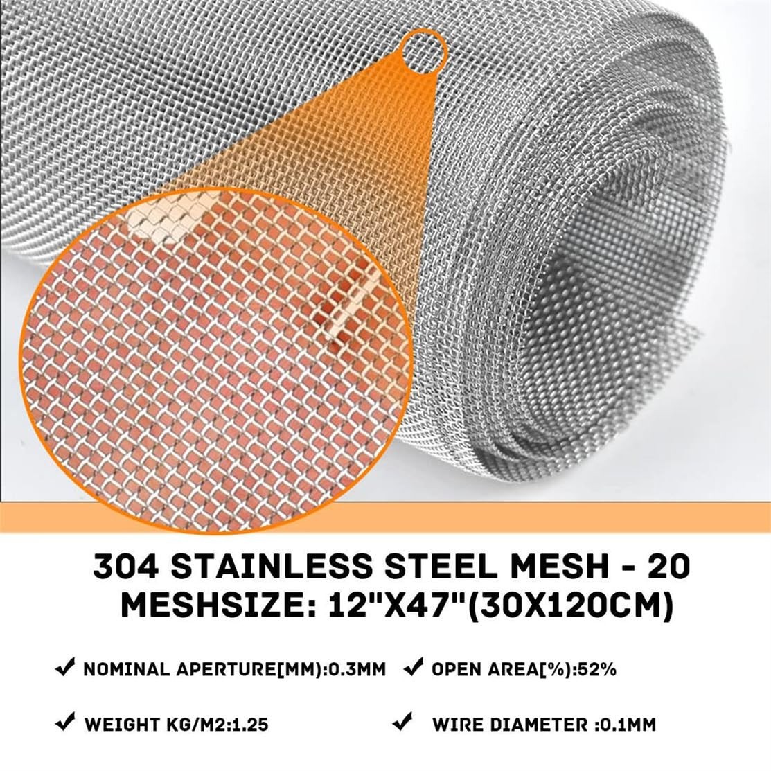 Mesh 20 Mesh Stainless Steel Mesh Screen 1Pack Woven Wire Mesh for Mesh Screen