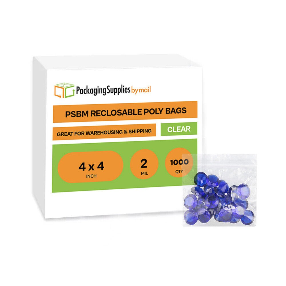 1000 Pcs 4″ x 4″ Zipper Bags Clear 2 Mil Reclosable Polybag Storage Pouches