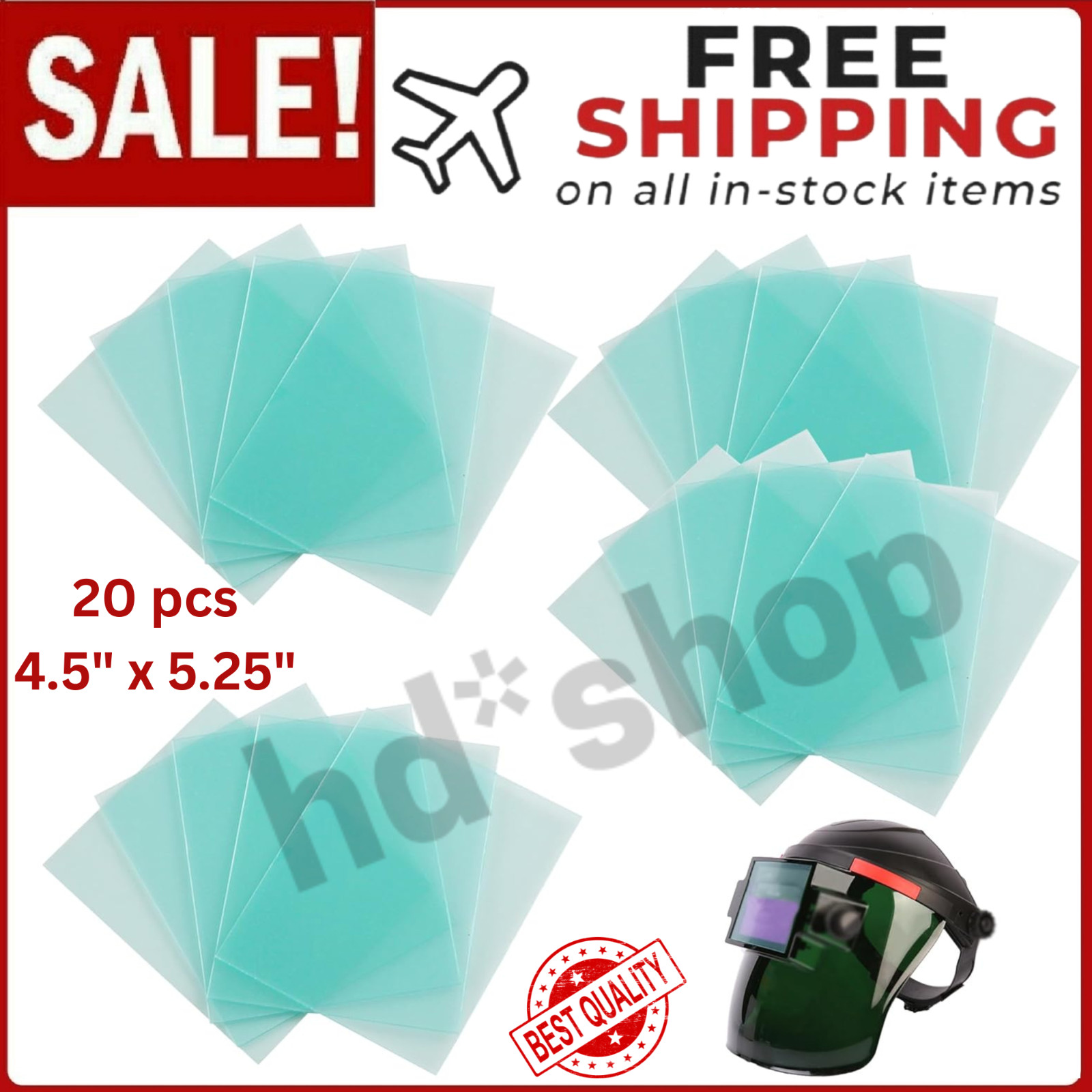 20 pcs 4.5in X 5.25in Welding Protective Lens Replacement Helmet Clear Lens Cove