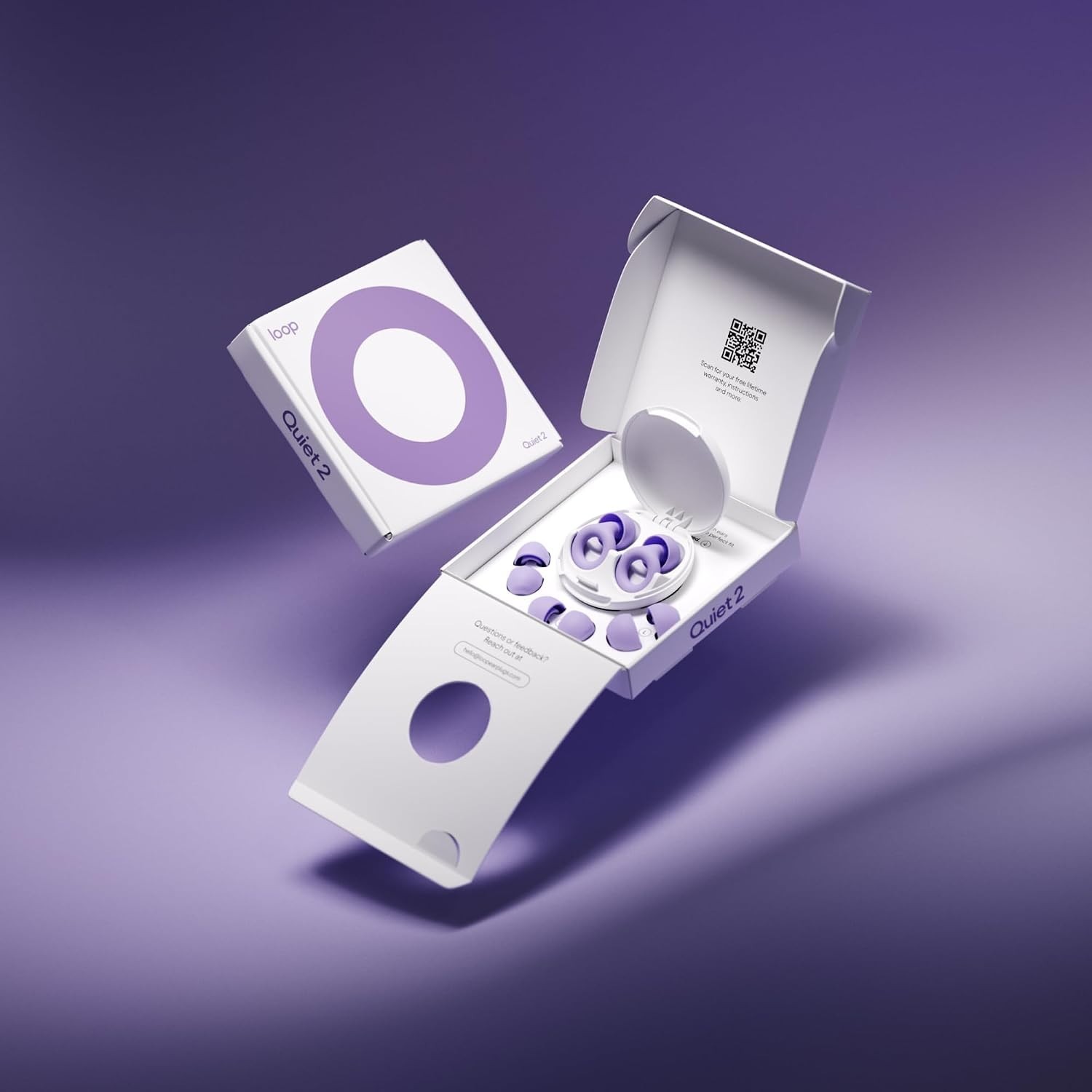 Loop Quiet 2 Violet Ear Plugs Noise Reduction Super Soft SNR 24db