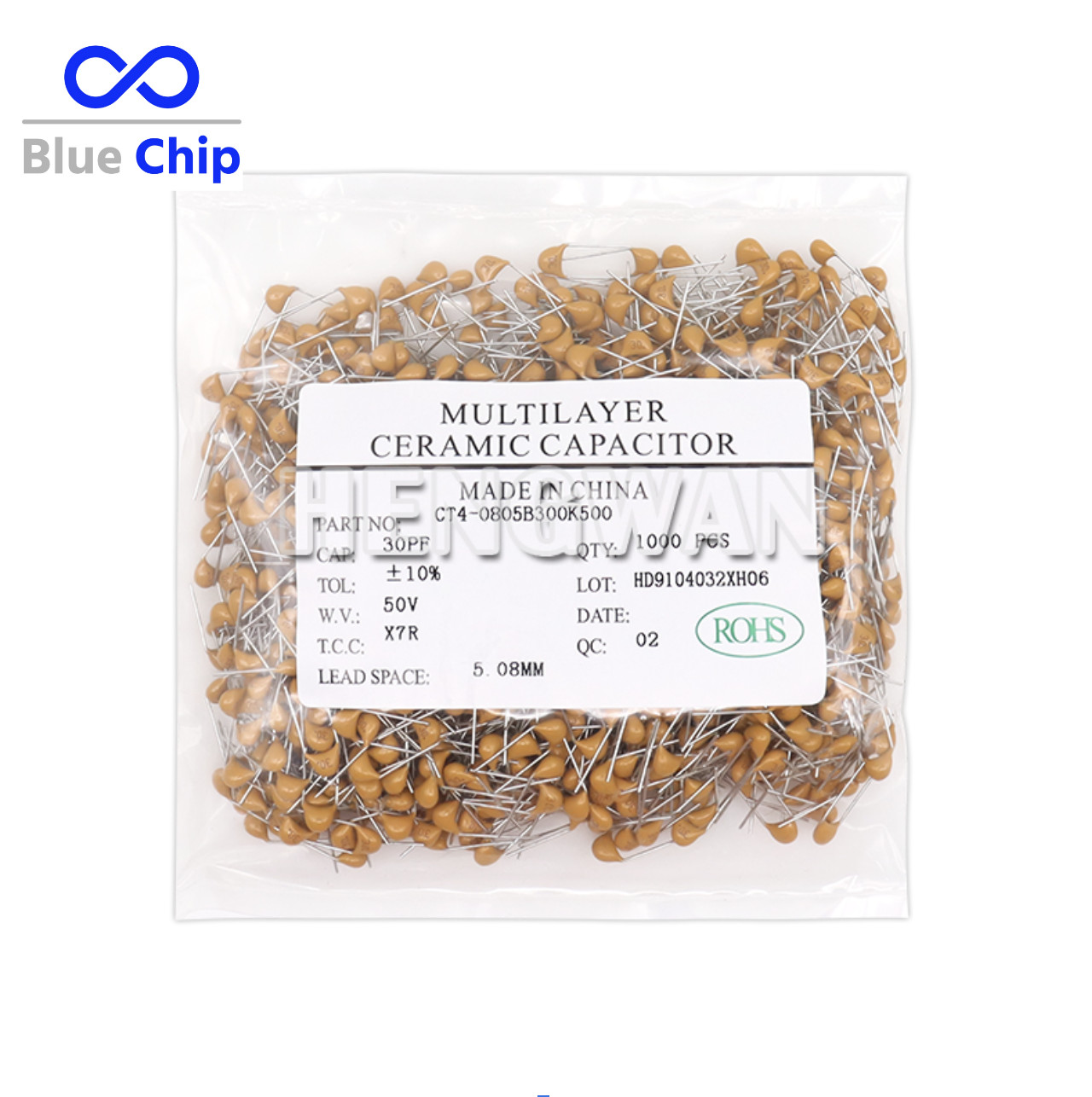 1000pcs 50V Monolithic Ceramic Capacitors Multi Layer MLCC 10pF to 10uF