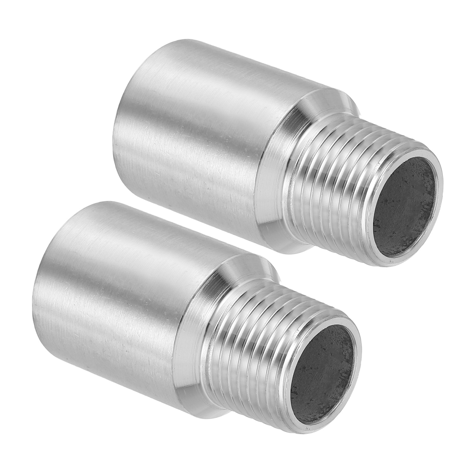 2Pcs Stainless Steel 2″ L 1/2″ NPT Male to 1/2″ NPT Female Pipe Fitting
