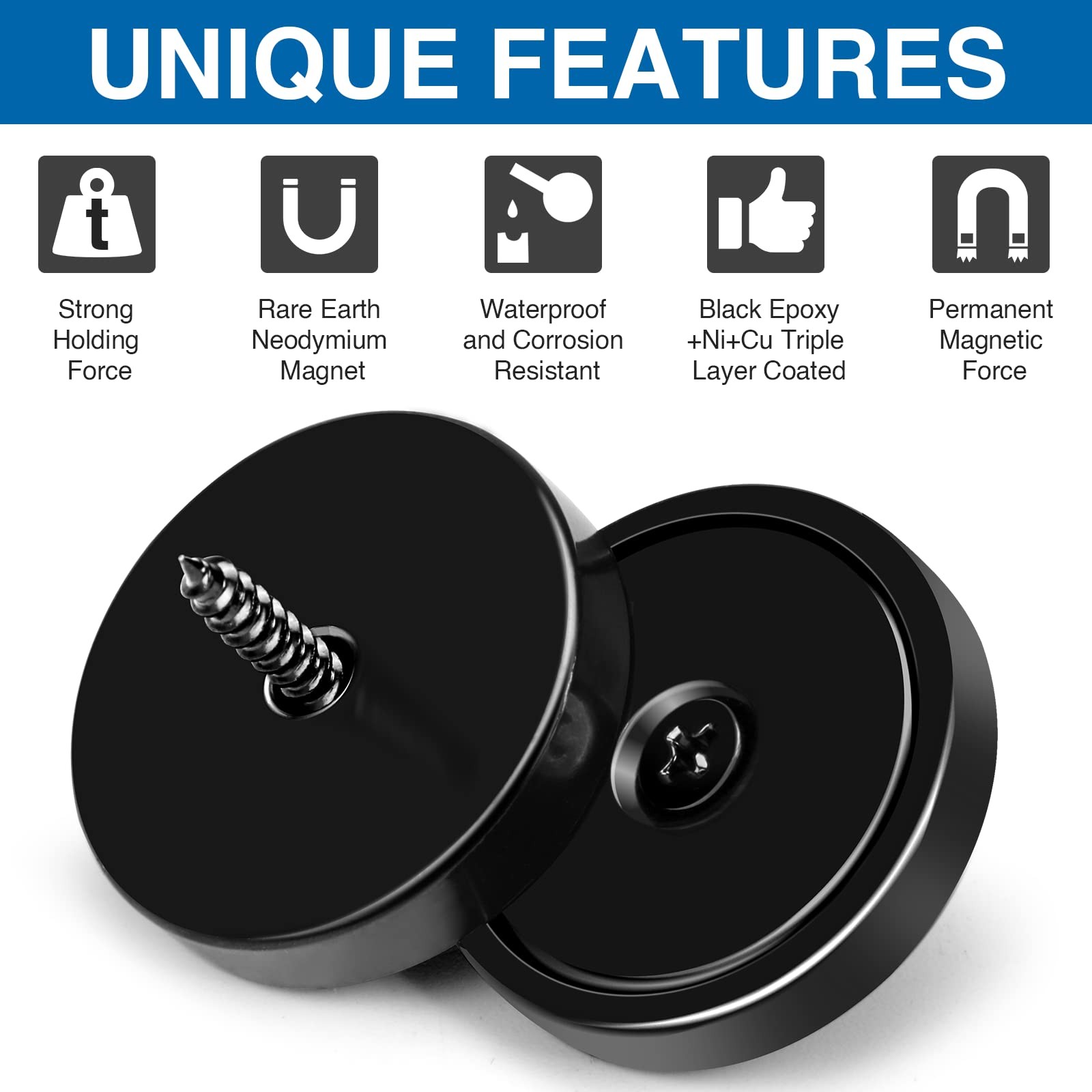 Magnets with Holes, 110 lb+ Waterproof Strong Neodymium Cup Disc Magnets with…