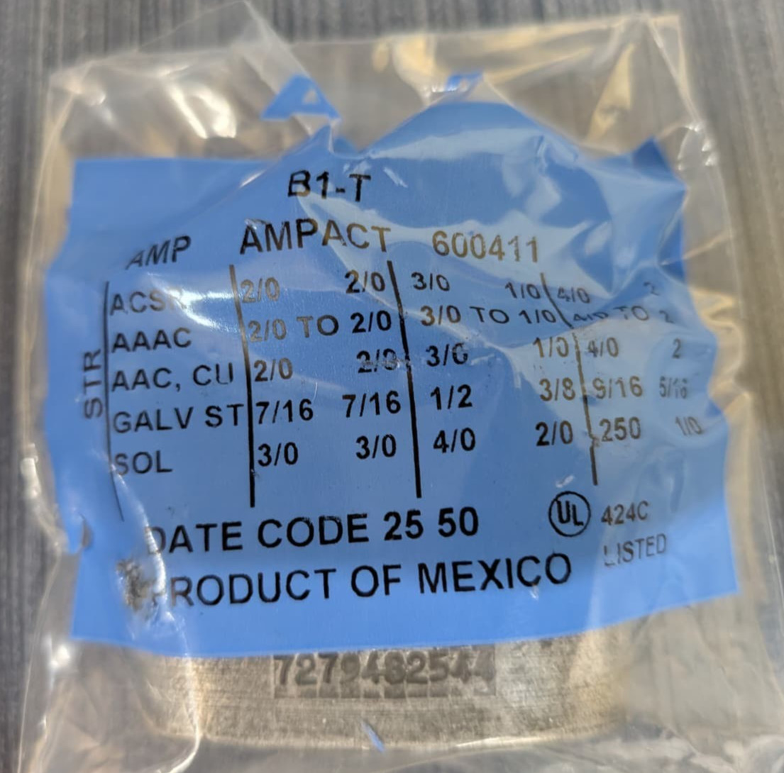 5 Pack AMPACT 600411 WEDGE CONNECTOR 2/0-2/0, 3/0-1/0, 4/0-2, MEDIUM BLUE CODED