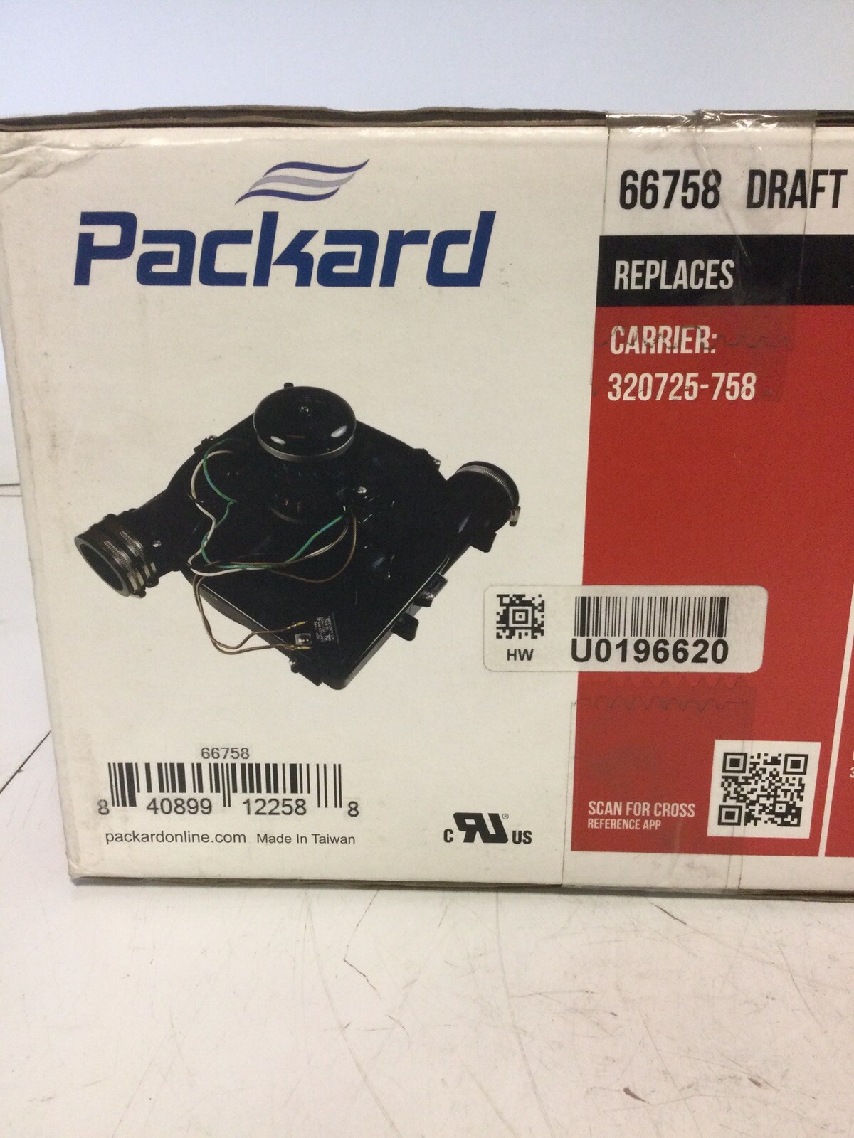 NEW, PACKARD, 66758, DRAFT INDUCER BLOWER, 115V, 1.15A, 3400 RPM, 60HZ. (