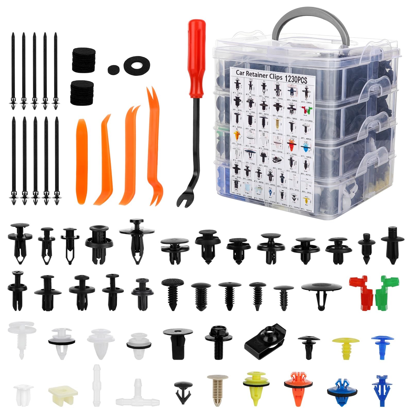 1240PCS Car Retainer Auto Fasteners Body Plastic Trim Clips Pin Rivet Bumper Kit