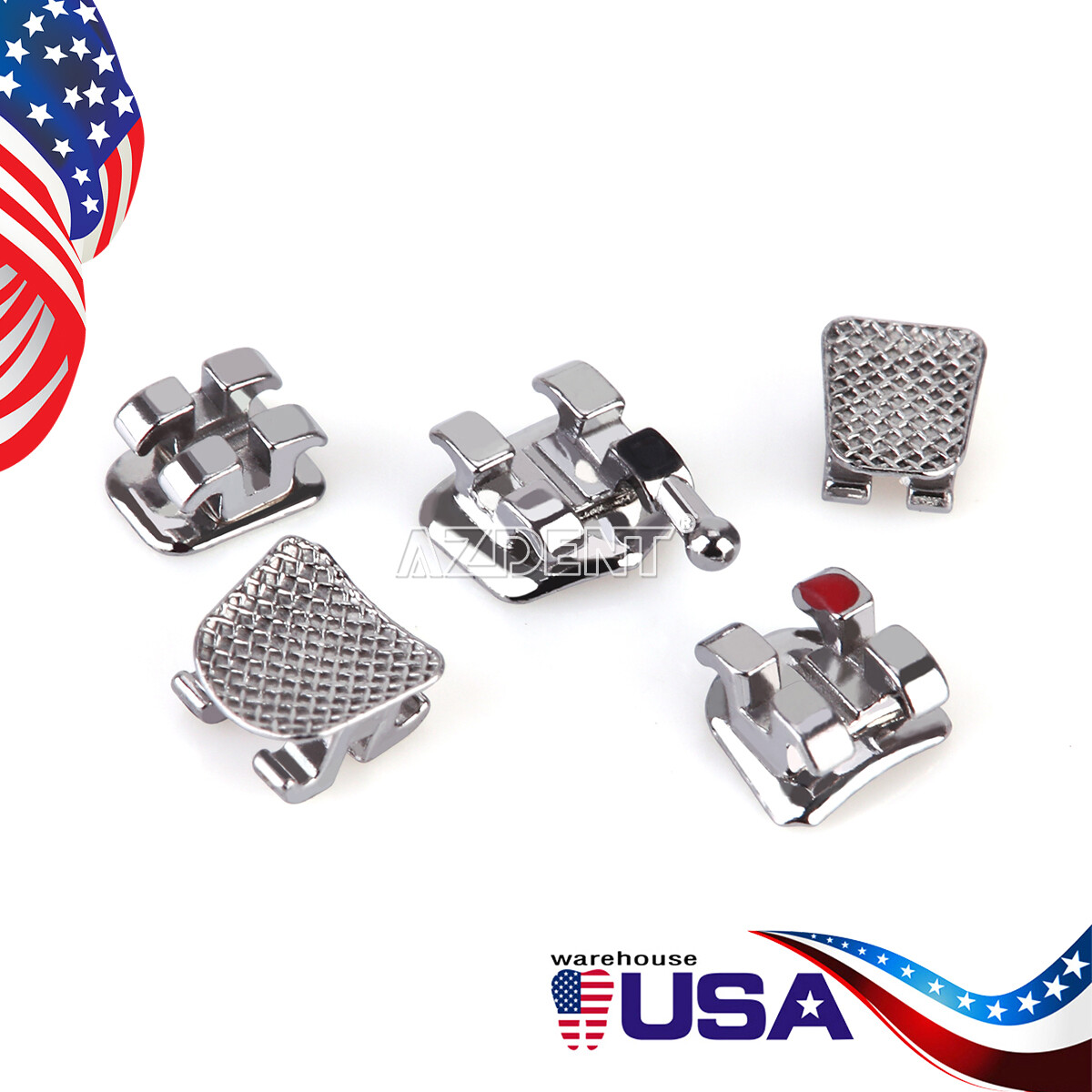 AZDENT Dental Orthodontic Brackets Braces Metal Mini Roth.022 Hooks 345