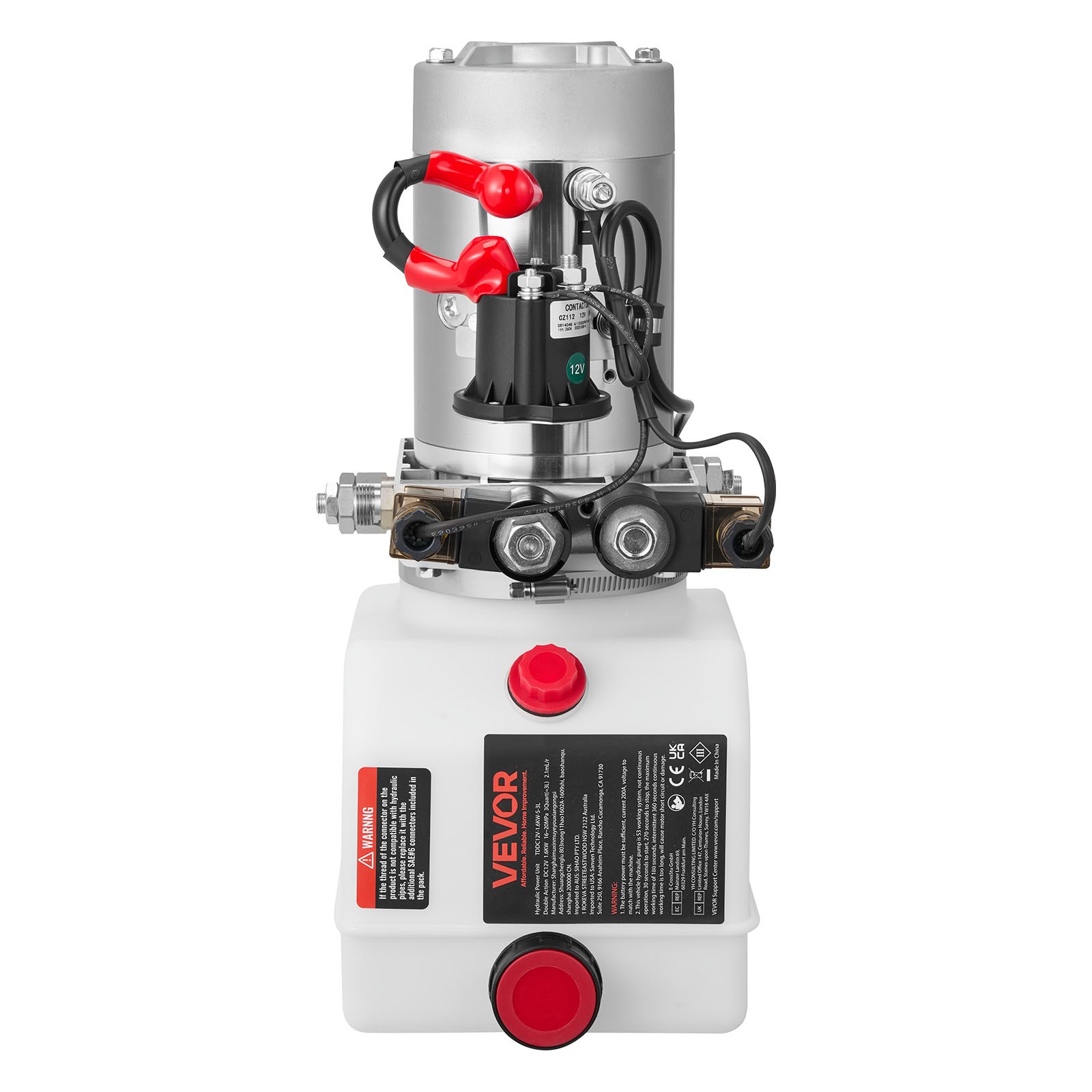 VEVOR 4 Quart Hydraulic Power Unit DC 12V Double Acting Hydraulic Pump White