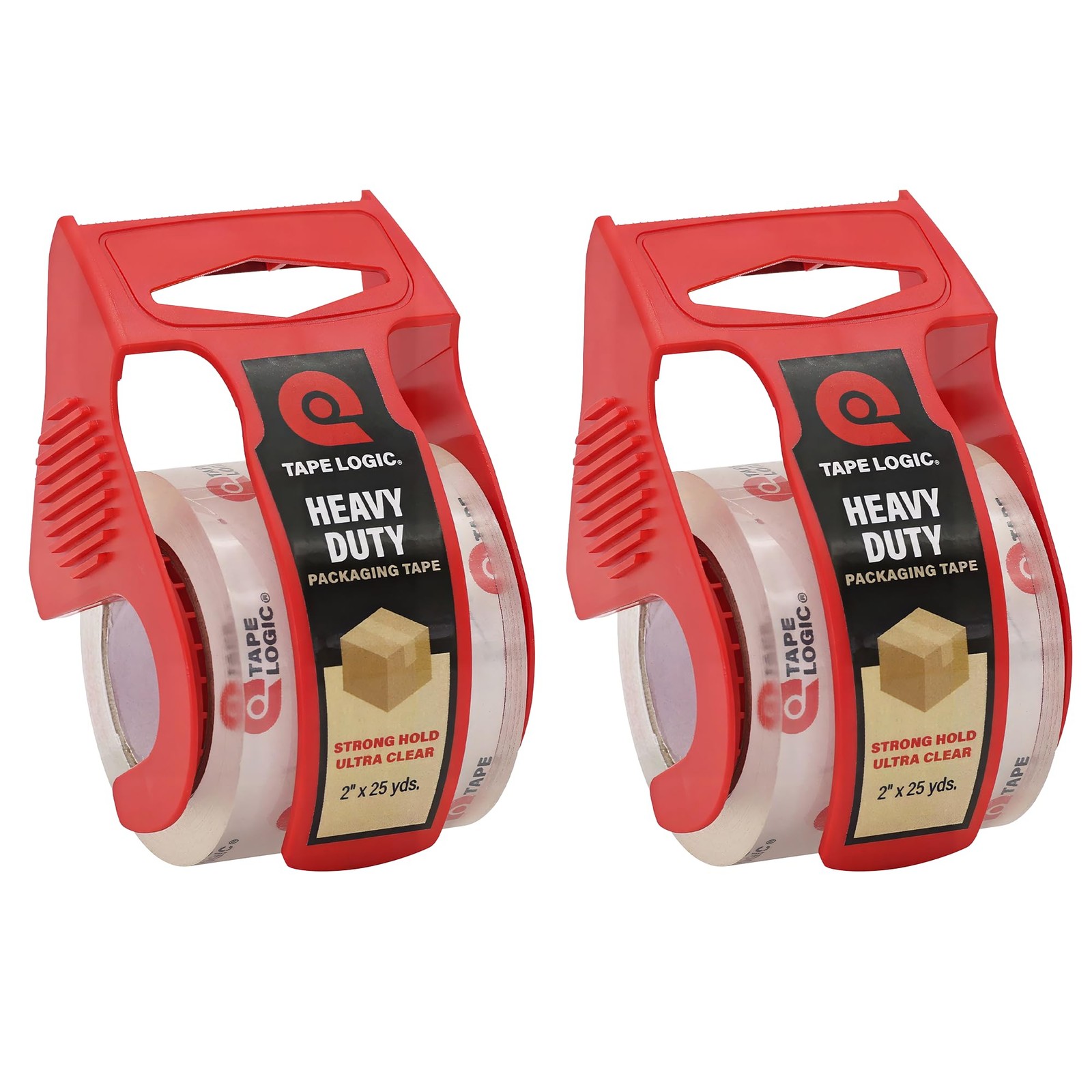 Heavy Duty Packing Tape with Dispenser (2 Pack) – 2.6 Mil Thick Clear Shippin…