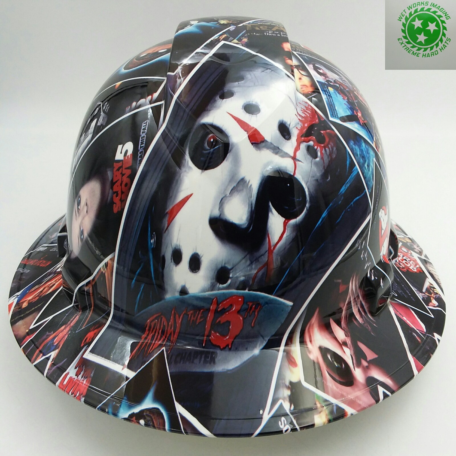 New Custom pyramex (Full Brim) Hard Hat W/ratchet suspension HORROR SHOW