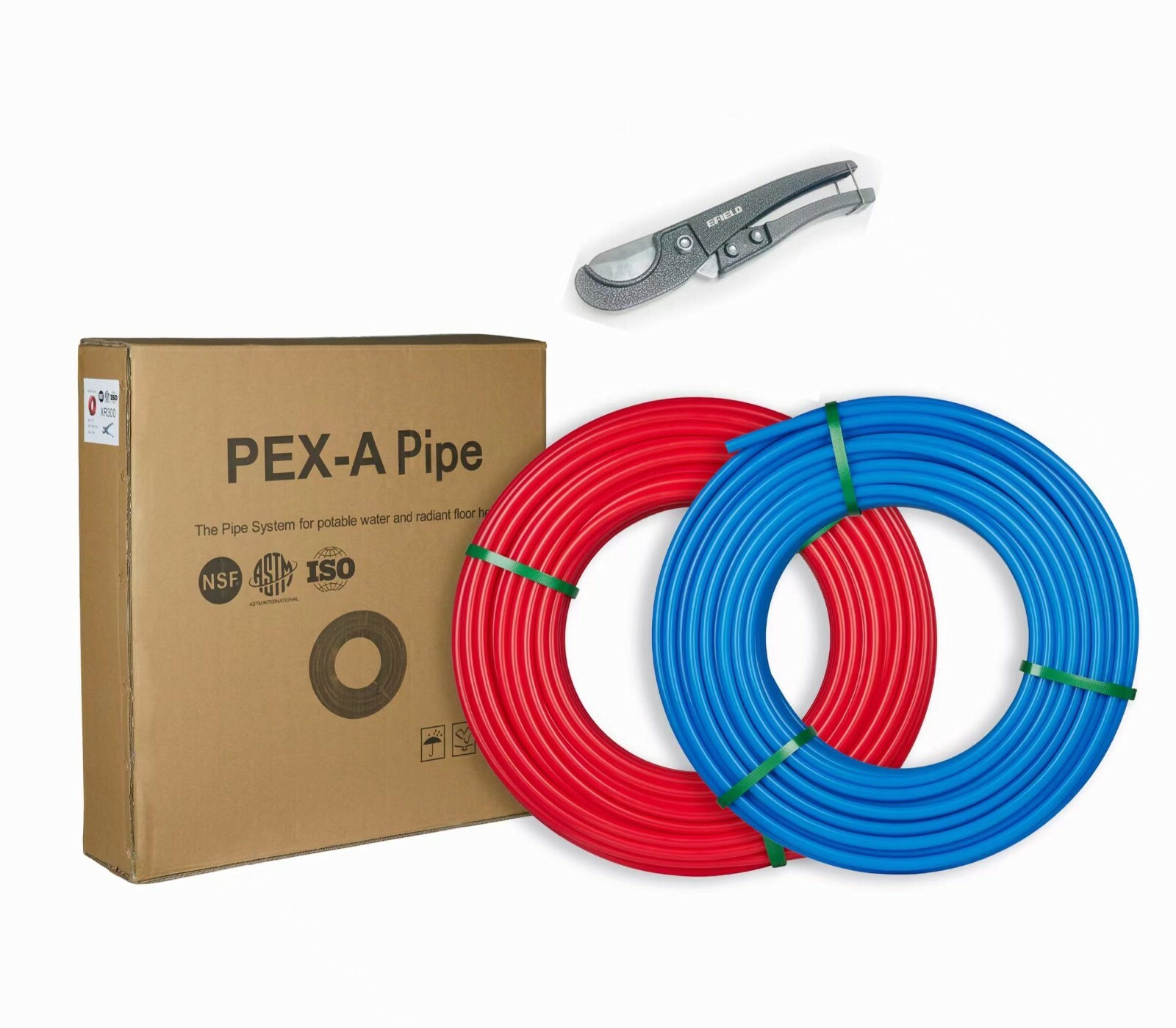 EFIELD 2 Rolls 1/2″ Pex-A Pipe/Tubing 2X100ft (200ft) Red & Blue Pipe Cutter