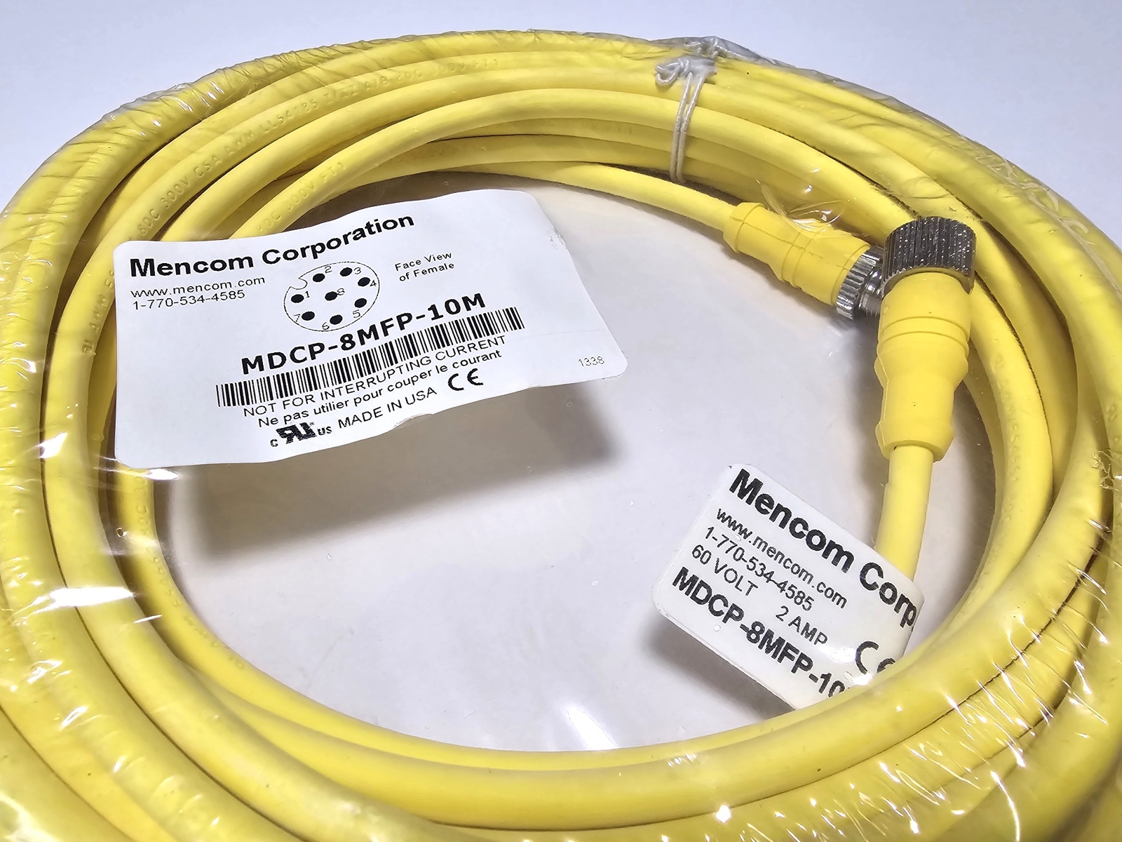Mencom MDCP-8MFP-10M MDC (M12) Male to Female Shielded 8-Pin 10m Cable – New