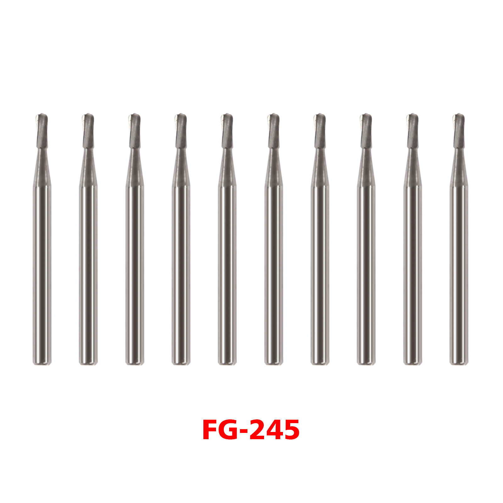 10Pcs Dental Tungsten Carbide Burs Pear-Shaped Tungsten Steel FG 245 Bur Drills