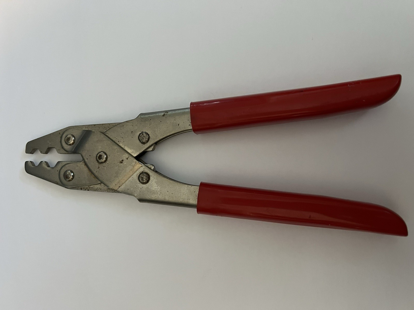 Vintage Unbranded Generic Hex Coaxial Cable Crimper Plier Tool Red Handles