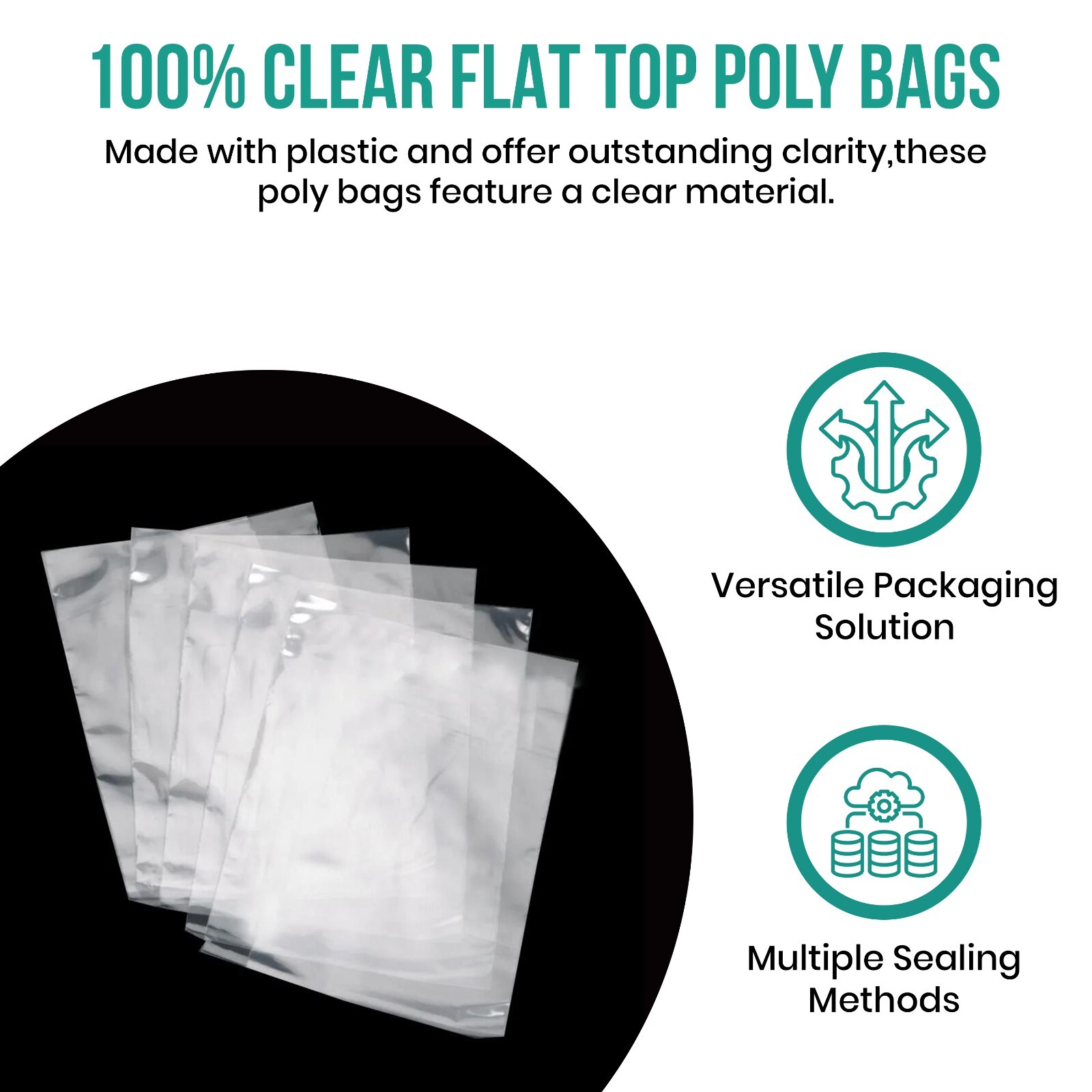 Multiple Sizes Clear Poly Bags 1.5-Mil Flat Open Top Plastic Packaging Packing