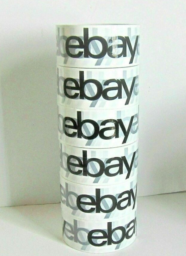 6 Rolls eBay Branded BOPP Shipping Tape Black Logo 2 inches x 75 Yards