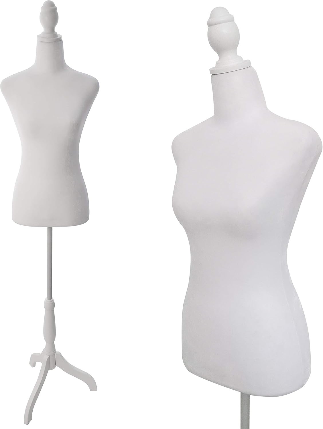 White Female Dress Form Mannequin Torso Body with Adjustable Tripod Stand Show